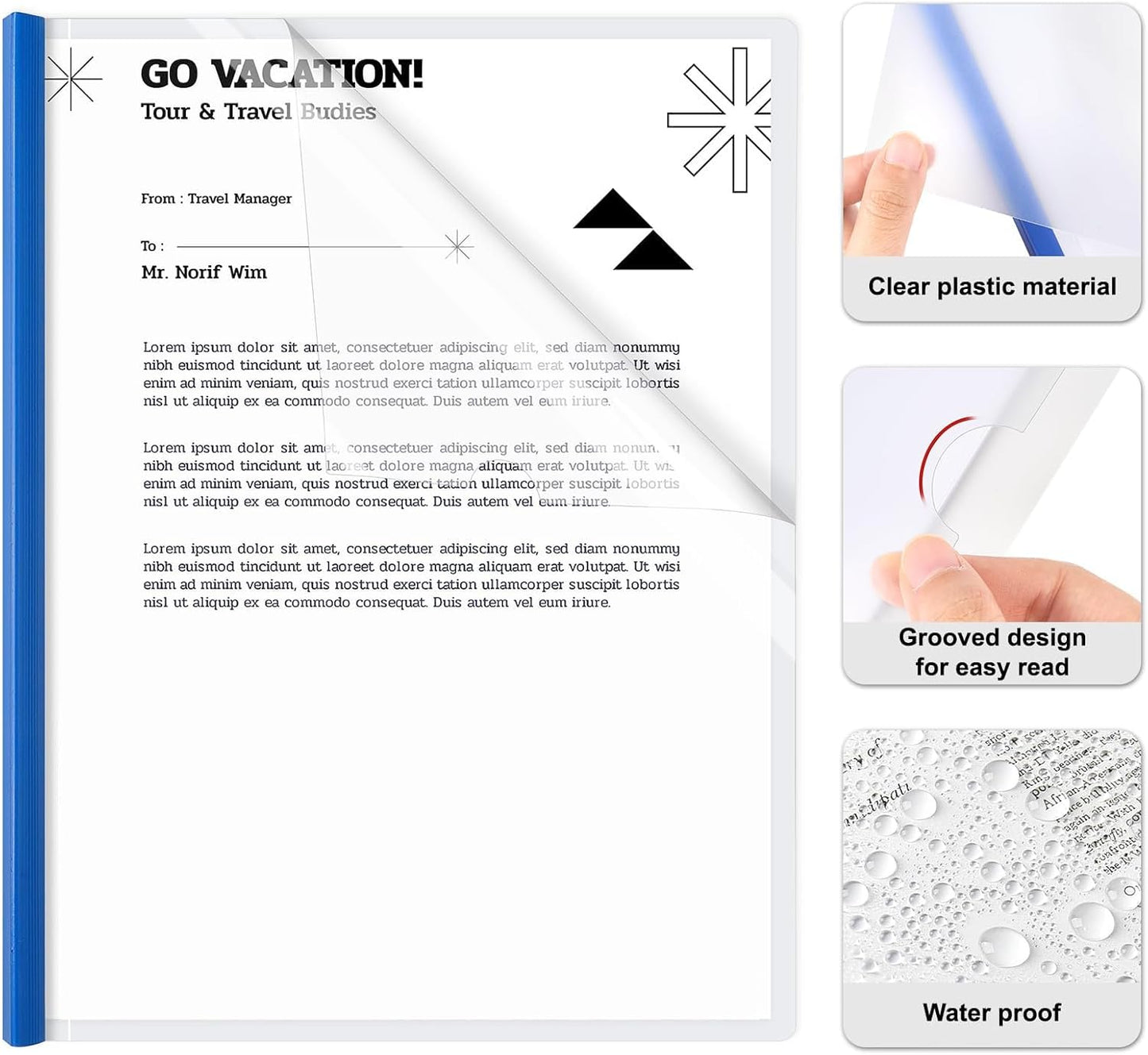 JOERSH 5Pcs Clear Report Covers with Sliding Bar, 40 Sheet Capacity Plastic Binder Paper Protector, Report Folders with Clear Cover for Resume File Documents, 5 Colors