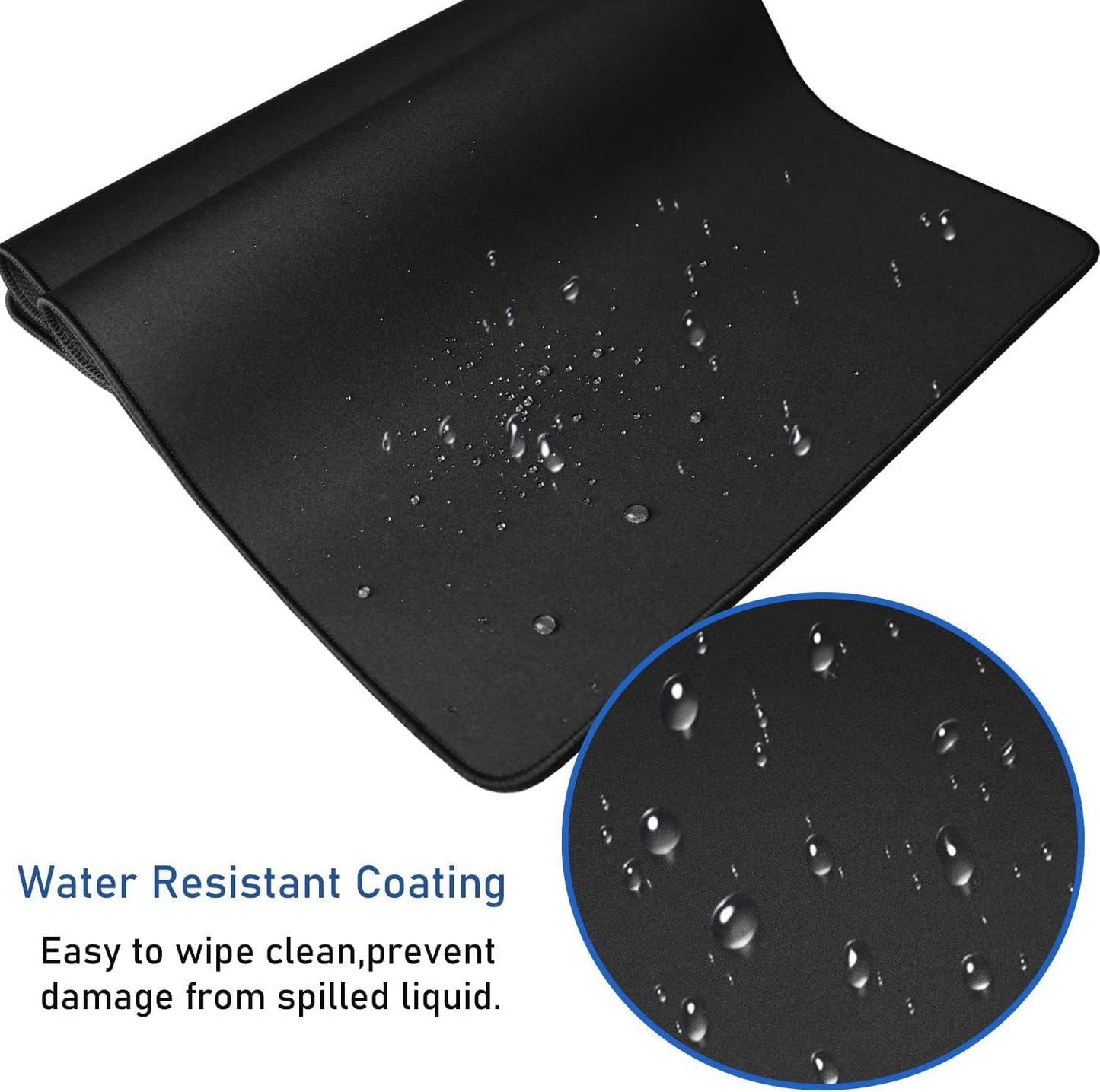 Large Extended Gaming Mouse Pad with Stitched Edges, 47.3 X 23.6 in Desk Pad Durable Non-Slip Natural Rubber Base, Waterproof Computer Keyboard Mat for Esports Pros, Gamer, Desktop, Black