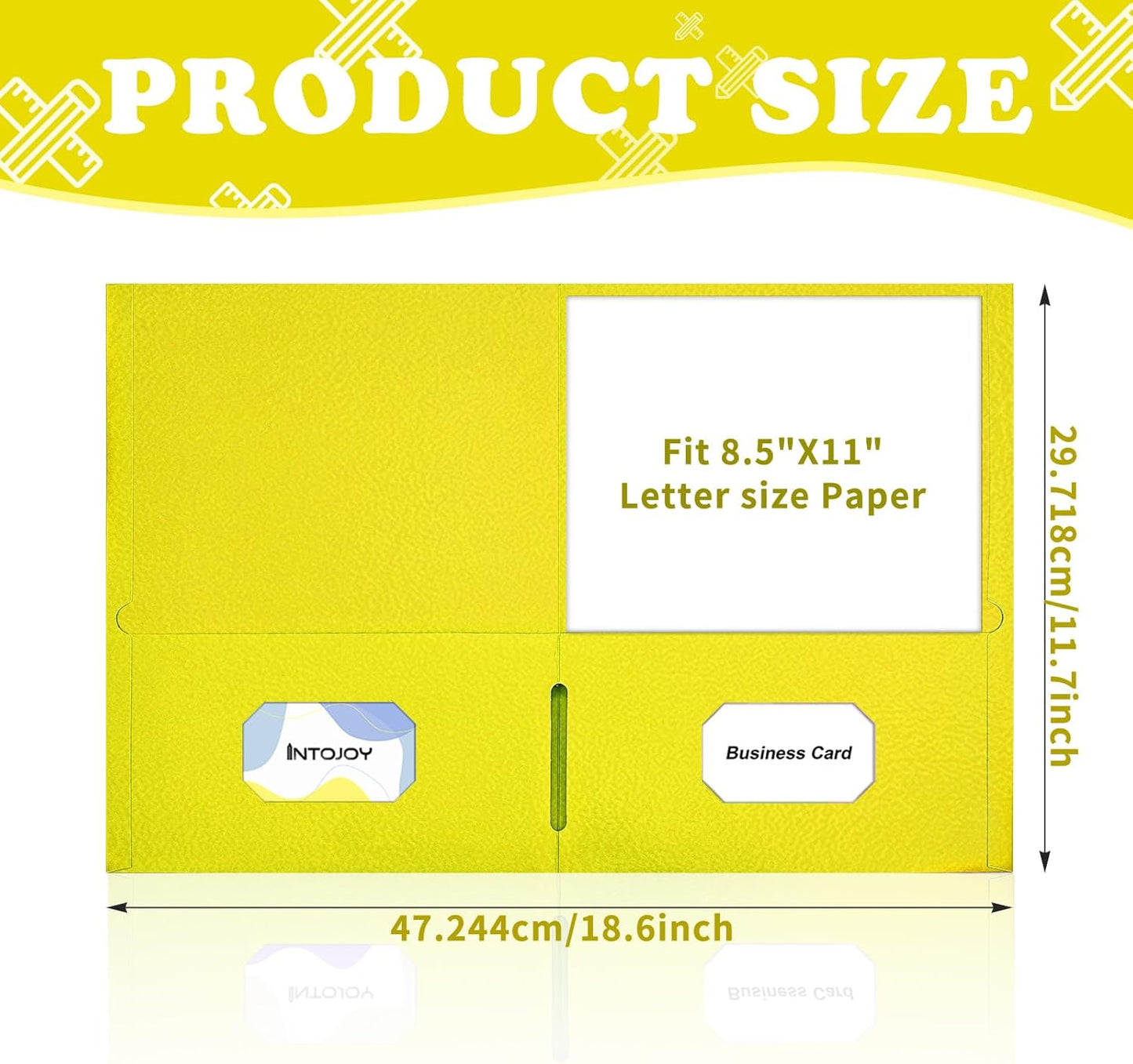 Folders with Pockets,IntoJoy 50 Pack 2 Pocket Folders Fit Letter Size Paper File Folders for School Office Business Home Filing Resume Portfolio (Yellow)