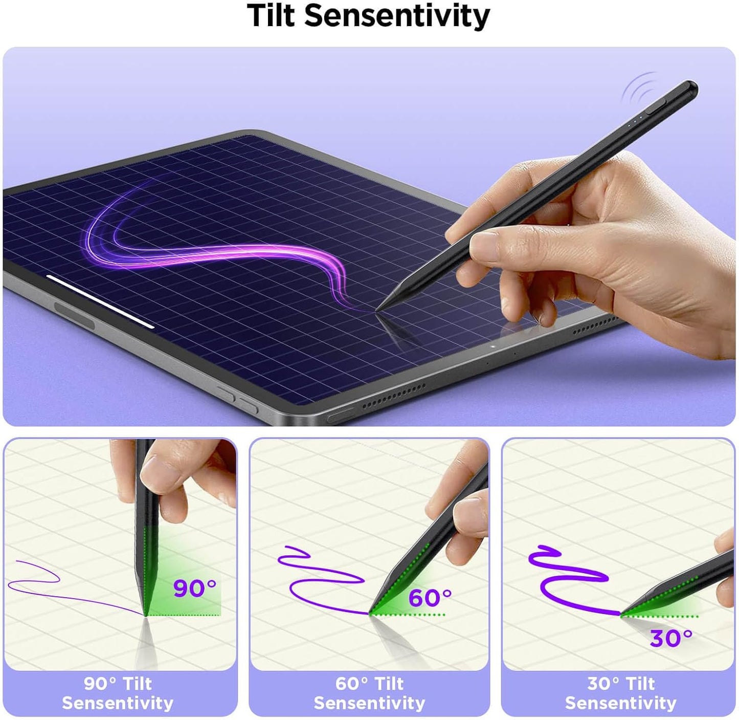 Stylus Pen for iPad 2018-2025, 15Mins Fast Charge for Apple Pencil, Palm Rejection, Compatible with iPad 10/9/8/7/6, iPad Pro 12.9"/11"/13" M4, iPad mini 6/5, iPad Air 5/4/3/11"-13" M2
