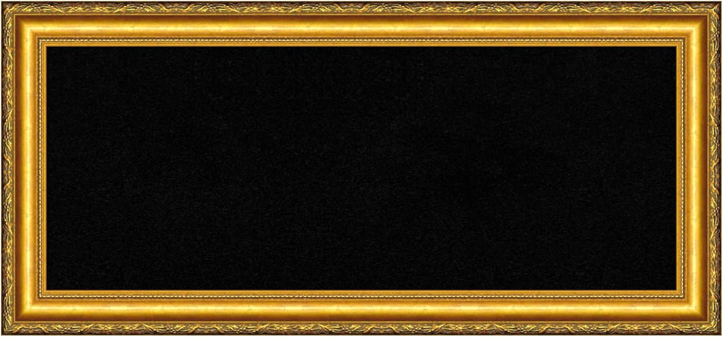Amanti Art Black Cork Board for Wall, 16x34 Vision Board with Gold Wood Frame, Medium Corkboard Office Decor for Home Organization, Traditional Corkboard Pinboard to display items for home