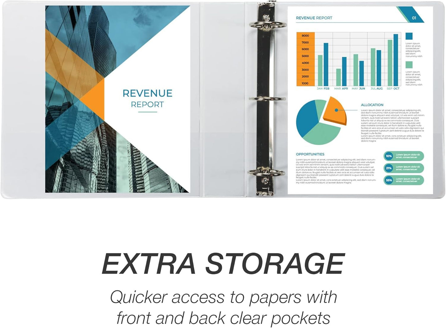 Samsill 2 Inch 3 Ring Binder, Made in USA, Economy Round Ring, Clear View Cover, 425 Sheet Capacity - for School, Home, Office - Pearl White