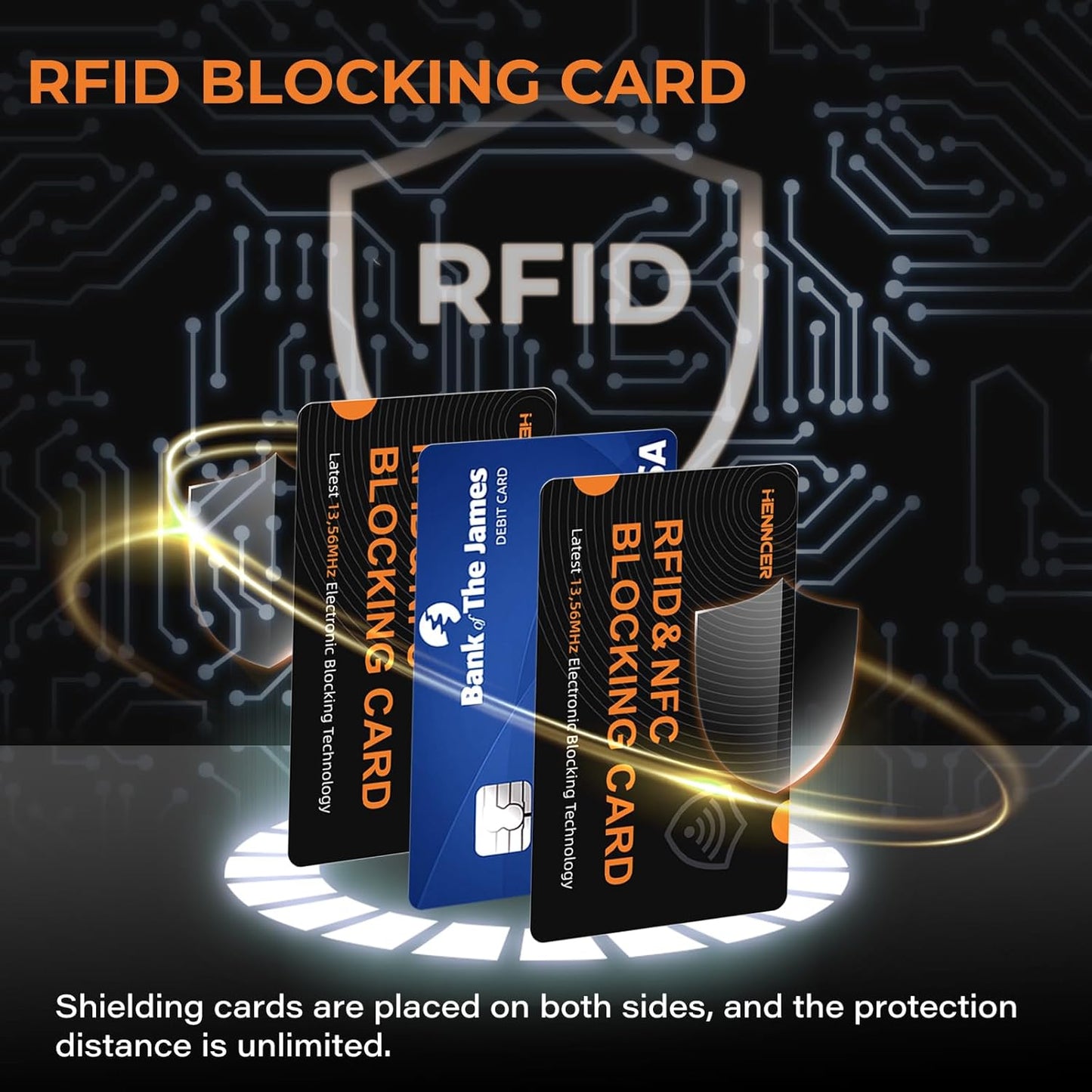 RFID Blocking Card, NFC Debit Credit Card Passport Protector, Entire Wallet Protection Blocker Set for Men & Women, Smart Slim Design Perfectly fits in Wallet and Purse (Blackorange, 6) (6)