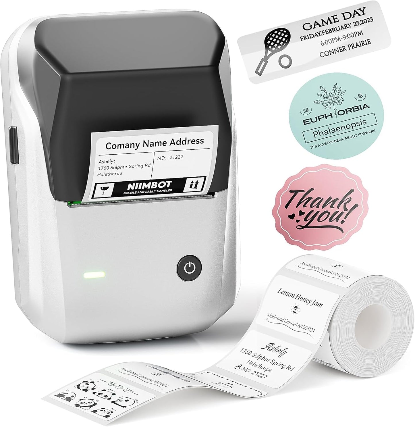 NIIMBOT B1 Label Maker Machine with Tape, Thermal Label Printer Easy to Use for Office Supplies, Home, Business, 2 Inch Label Maker with 2'' x1.18'' Labels