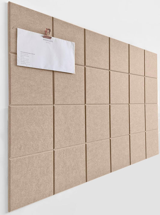 Cork Board 24 x36 Alternative - 6 Pack Felt Wall Tiles with Safe Removable Adhesive Tabs, Cork Boards for Walls Cork Board for Home Office Pin Board Tack Board - Camel