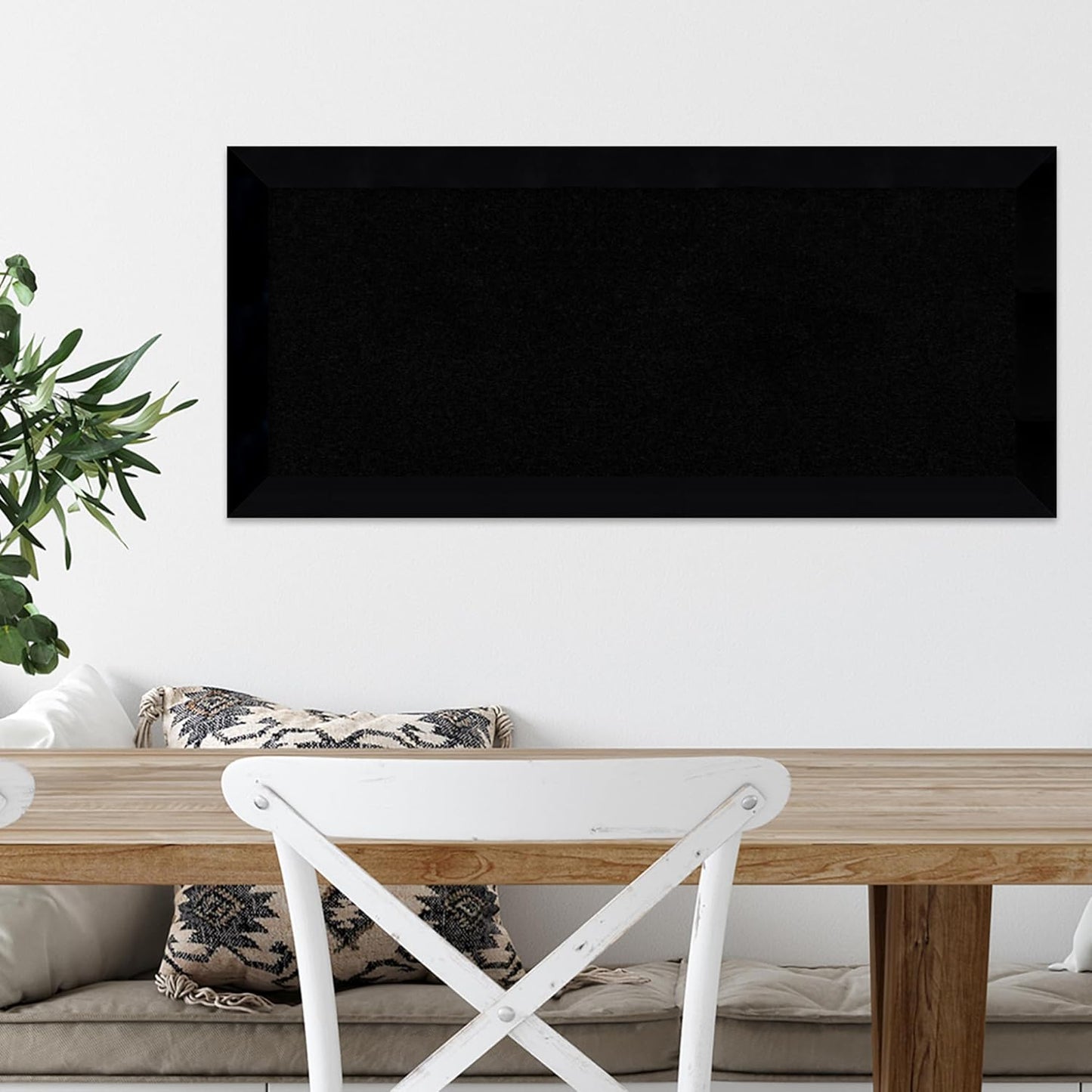 Amanti Art Black Cork Board for Wall, 15x33 Vision Board with Black Wood Frame, Medium Corkboard Office Decor for Home Organization, Modern Corkboard Pinboard to Display Items for Home Organization