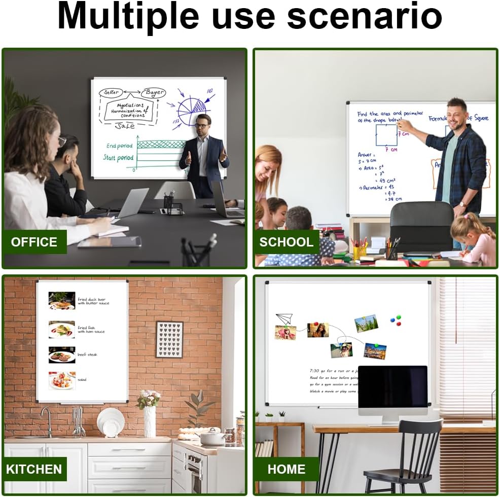 XBoard Porcelain Magnetic Dry Erase Board 36 x 24 Inch, Porcelain Whiteboard with Aluminium Frame & Marker Tray 3' x 2' | Wall Mounted Magnetic White Board for Home School Office