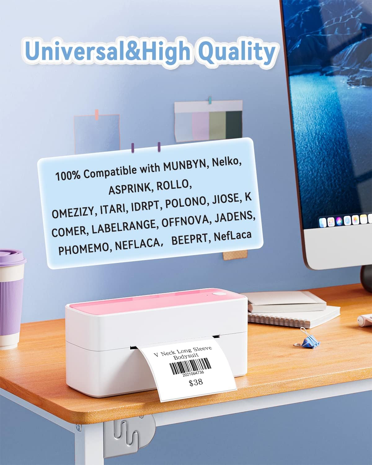 Phomemo 4"x3" Thermal Labels Roll for Small Business Supplies - Commercial Grade Logo Stickers for Business Customized - Waterproof Shipping Labels for Thermal Label Printer - 500 PCS Label Stickers