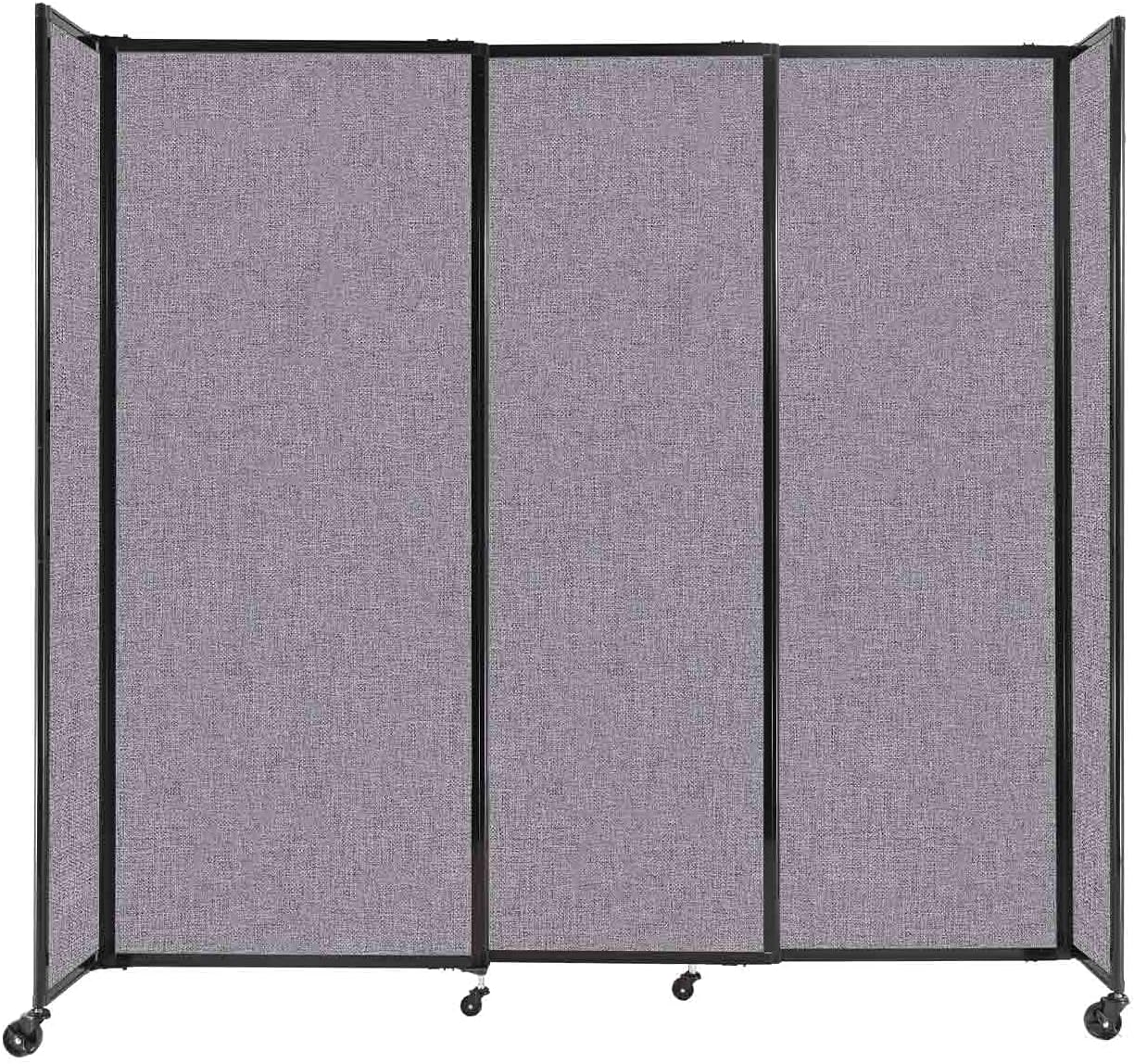 Versare Straightwall Sliding Portable Wall Partition | Freestanding Office Dividers | Locking Wheels | Temporary Room Separator | 7'2'' Wide x 6'10'' Tall Cloud Gray Fabric Panels
