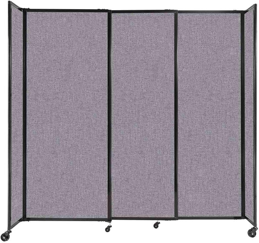 Versare Straightwall Sliding Portable Wall Partition | Freestanding Office Dividers | Locking Wheels | Temporary Room Separator | 7'2'' Wide x 6'10'' Tall Cloud Gray Fabric Panels