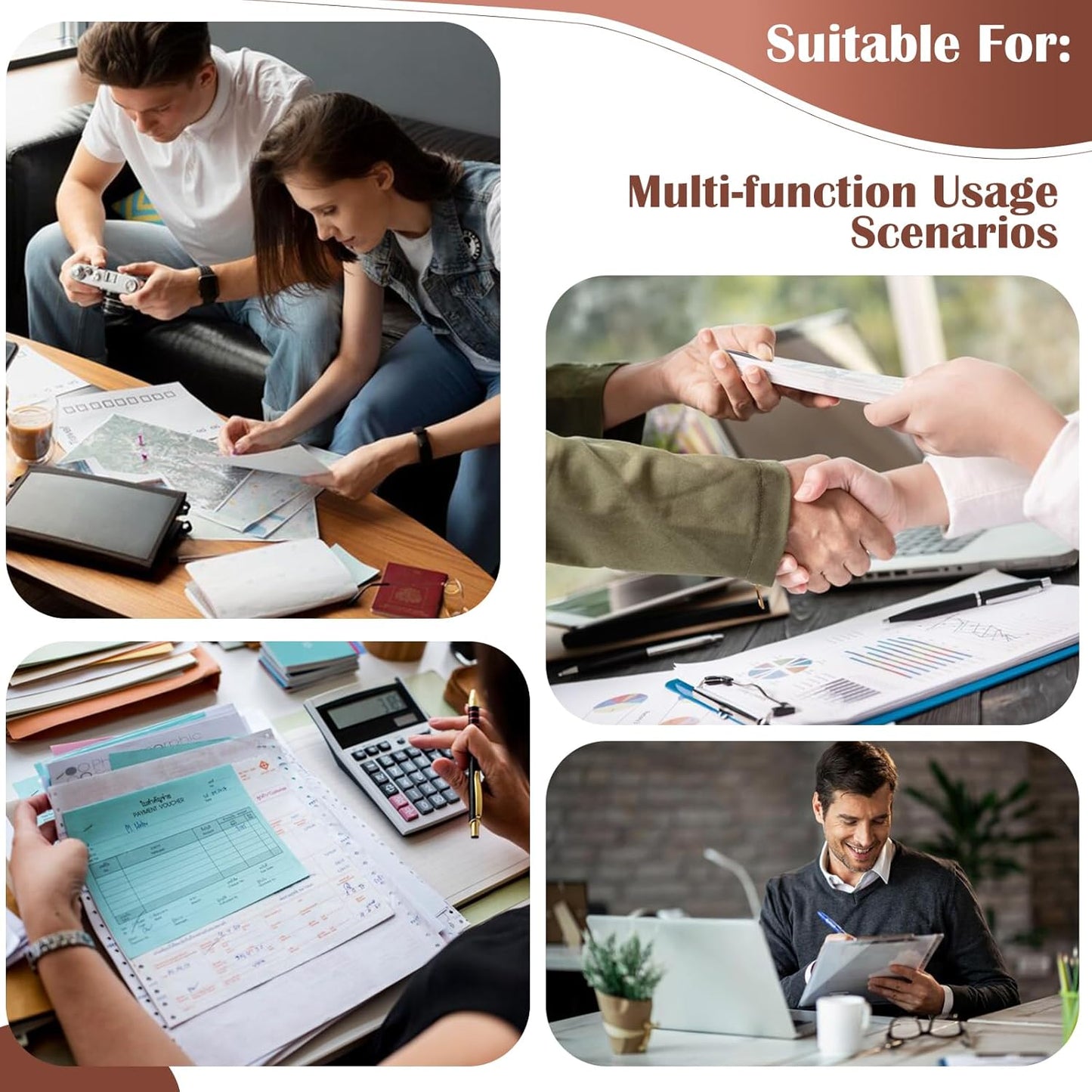 9" x11 1/4" PU Leather 3 Rings Personal Checks Binder for End-Stub Deskbook 3-Ring Binders for Desk Check fit 3 & 9 Holes Checkbook Binder Cover for Business Finances (Not Fit 7 Holes,Dark Brown)