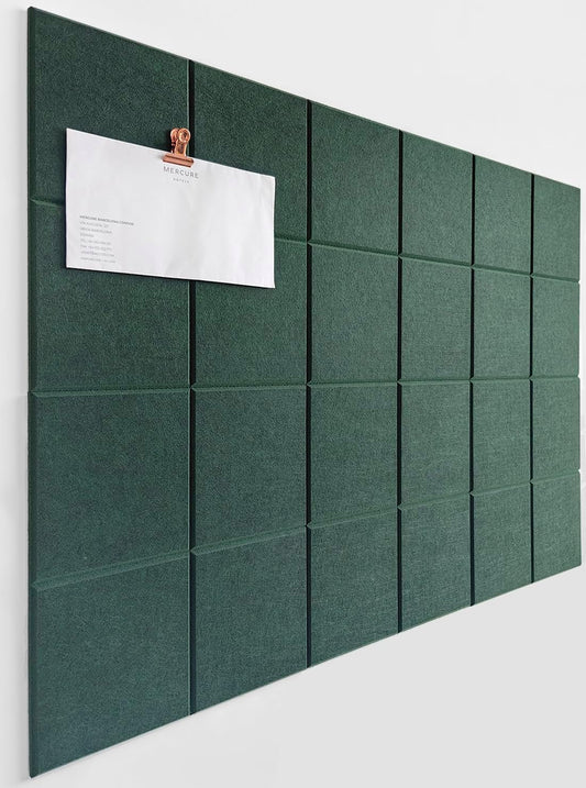 Cork Board 24 x36 Alternative - 6 Pack Felt Wall Tiles with Safe Removable Adhesive Tabs, Cork Boards for Walls Cork Board for Home Office Pin Board Tack Board - Aurora Green