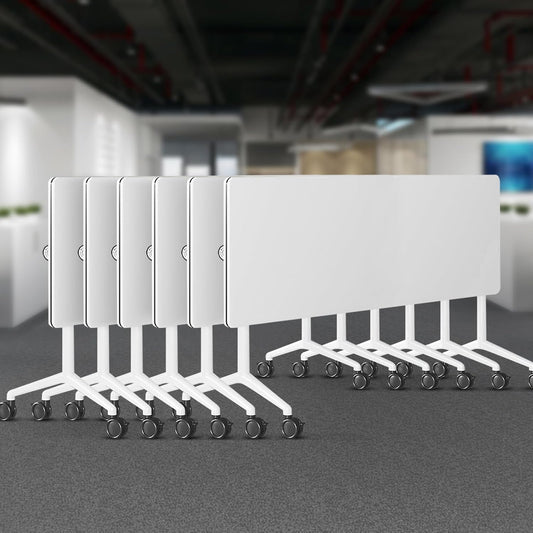 Folding Conference Room Tables 6 Pack, Foldable Modern Mobile Meeting Table Desk Training Table 6FT Large Rolling OfficeTable for Conference Training Classroom (6, 63" * 23.6" * 29.5")