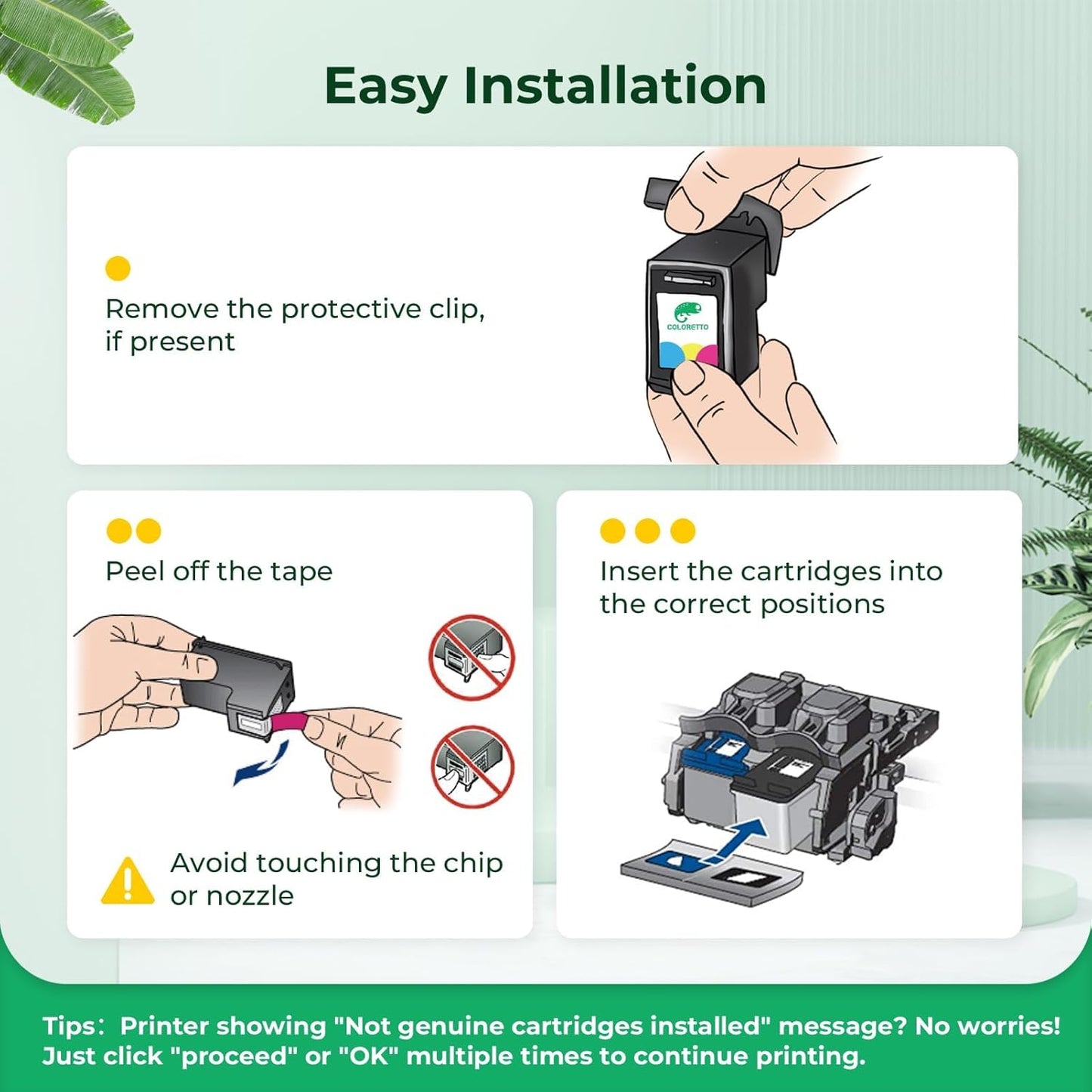 COLORETTO 61XL Ink Cartridges Replacement for HP Ink 61 for HP 61 Ink Cartridges Combo Pack, 61 XL for Envy 4500 5530 4501 4502 5535 Officejet 4630 4635 Deskjet 1000 1010 2540 (Black/Color, 2 Pack)