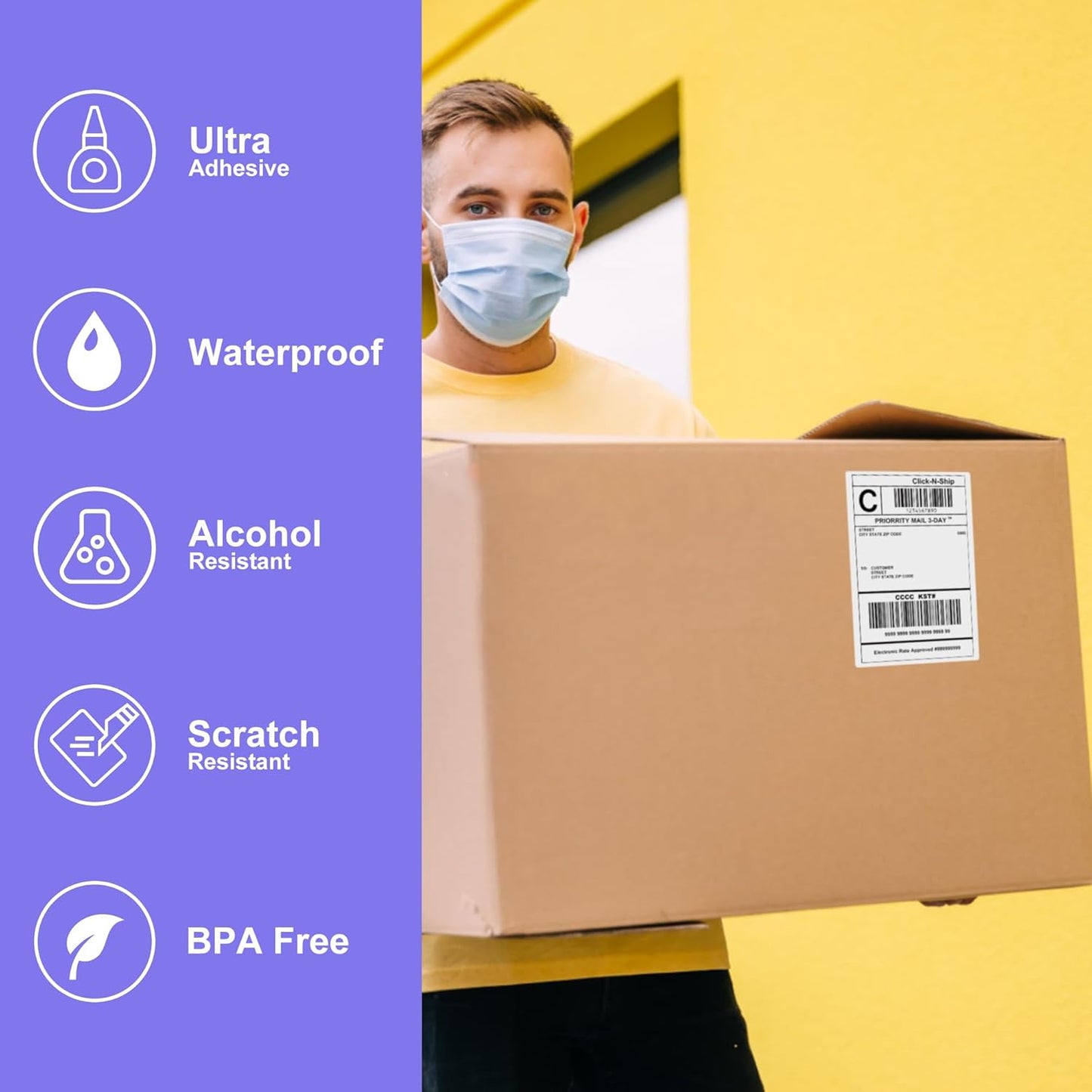 DGBDPACK Fanfold Direct Thermal Shipping Labels 4''x6'' 2400 Labels/8 Stacks (300 Pcs per Stack), Compatible with Zebra Rollo Beeprt Printer Ultra Adhesive