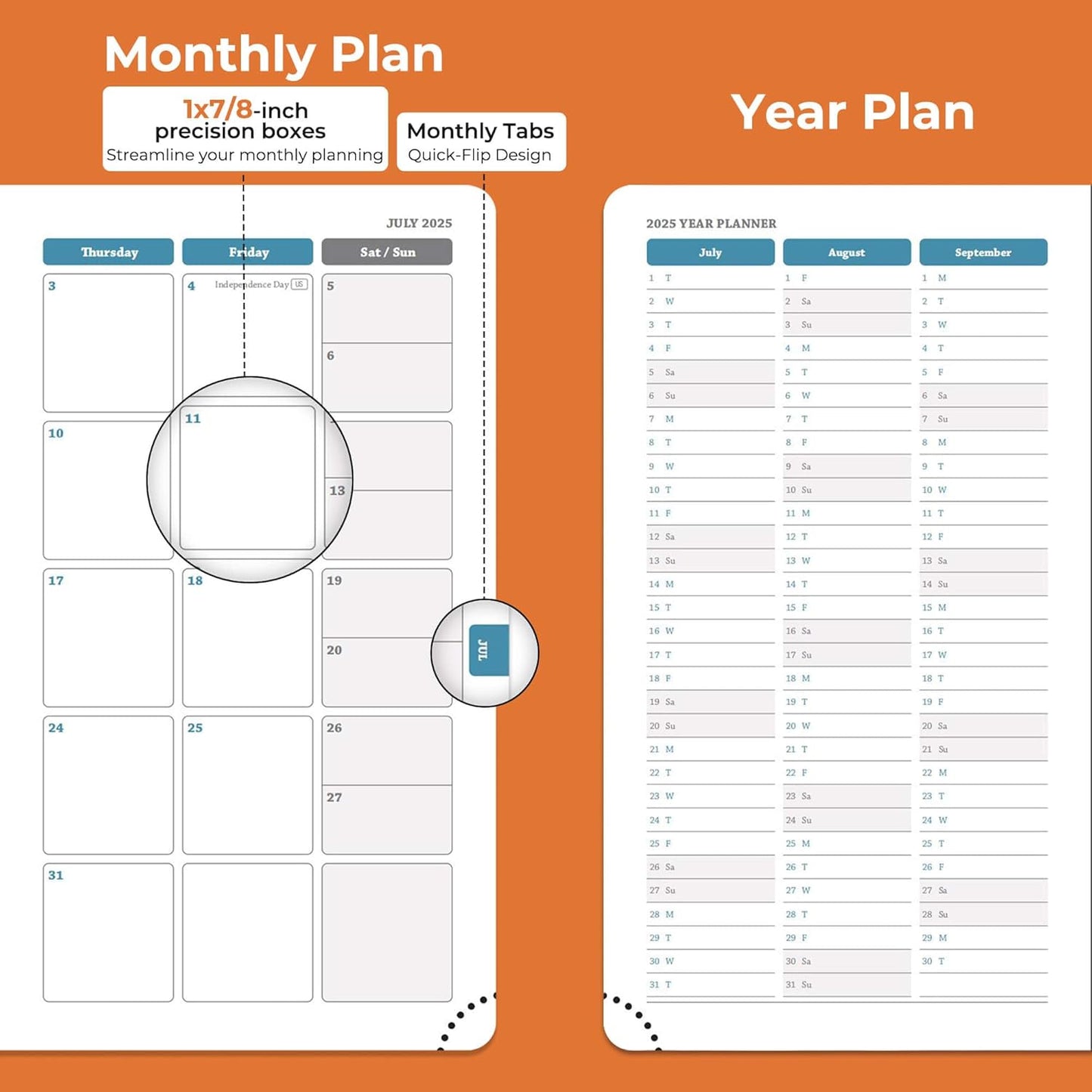 Planner 2026 Daily Weekly and Monthly,6.5"x3.75",12 Months Spiral Bound Calendar Agenda with Self-adhesive Pen Holder,2026 Appointment Book with Vegan Leather Soft Cover,Orange