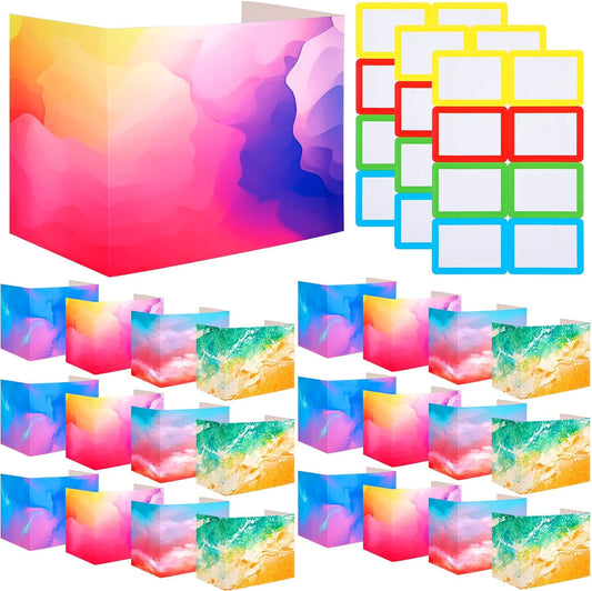 Crtiin 24 Pcs Privacy Folders for Students Desk Dividers Standard School Privacy Cardboard Board Testing Dividers Shield for Classroom Teacher Supplies Keep Eyes from roving(Gradient)