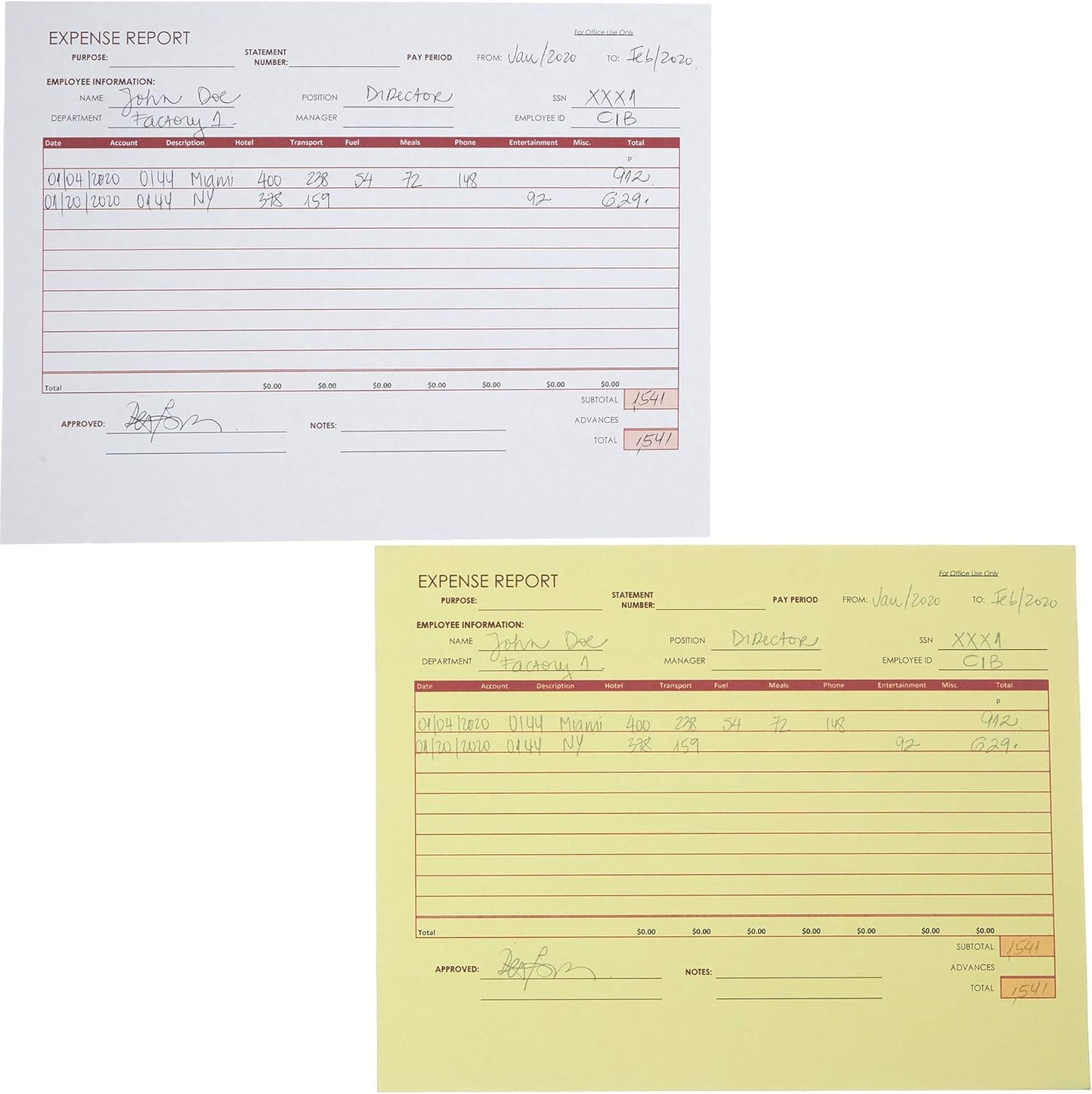 Limited Papers (TM), Carbonless Sheets, Superior, Pre Collated, Multi part, Bond Finish. (2 Part Reverse, 8.5 x 11 Inch, Canary/White (5887), 1 Ream)