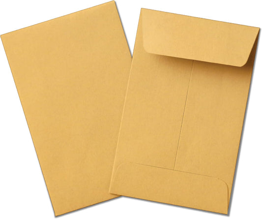 Guardian #1 Paper Coin Envelopes with Gummed Flaps, Pack of 1000 Blank Small Envelopes for Gift Cards, Coins, Receipts, Stamps, Small Parts Storage, and More, 2 ¼ Inches x 3 ½ Inches, Brown
