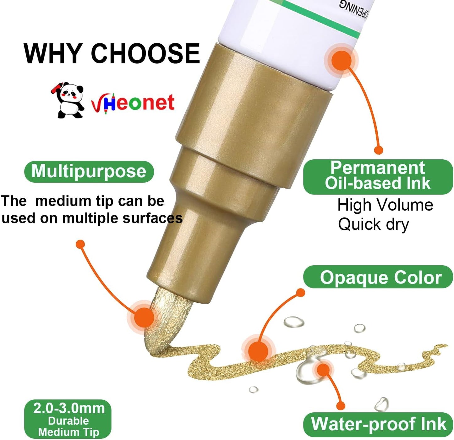 Oil Based Paint Pens and Markers, 12 Pack Permanent Quick-Dry Paint Markers for Rock Painting, Metal, Glass, Fabric, Wood, Plastic, Ceramic, Stone - Waterproof Art Supplies for DIY Crafts (12 Colors)