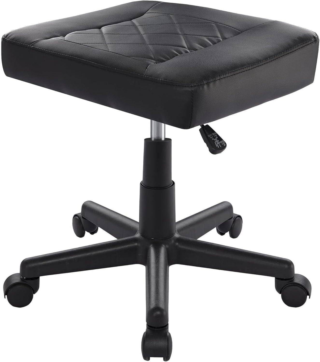 VECELO Under Desk Footrest, PU Ergonomic Foot Rest with Wheels, Comfort Padding, Height Adjustable for Relieving Leg Pain, Stiffness, Black