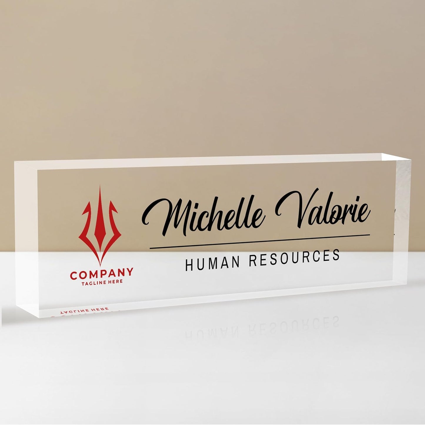 Personalized Name Plate for Desk, Custom Desk Name Plate, Acrylic Name Plate Office Desk Accessories, Personalized Office Gifts for Coworkers Teachers, Employee Appreciation Gifts (B-BusinessLogo2)