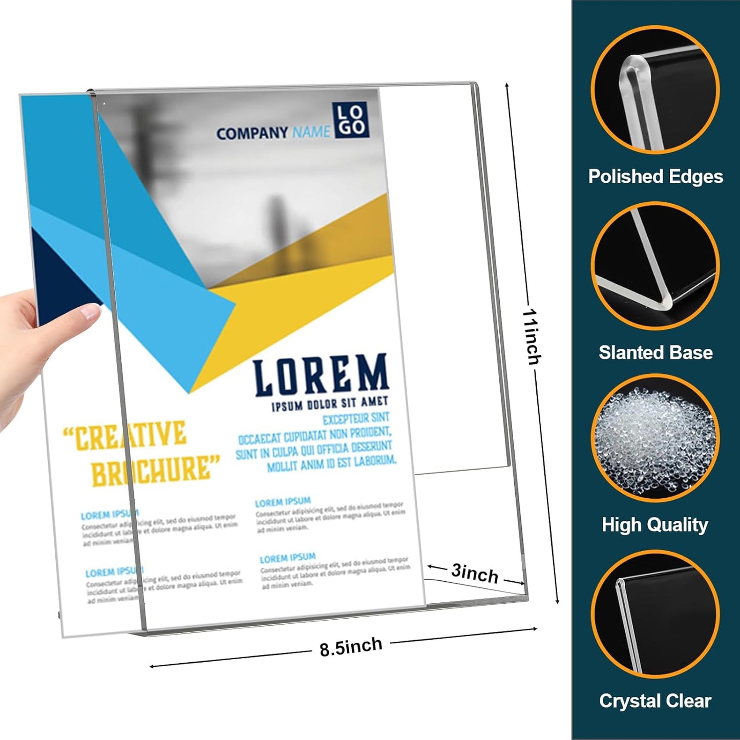 14 Pack Acrylic Sign Holder 8.5x11 Inches, Clear Tabletop Plastic Paper Display Stand, L-Shape Vertical Menu Holder Stand, Photo Picture Frame Flyer Display Stand for Restaurants, Store,Office Desktop