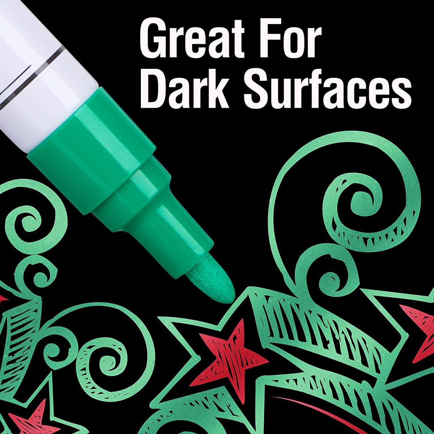 Paint markers, 6 colors oil-based waterproof quick dry permanent pen set for rocks painting, wood, fabric, plastic, canvas, glass, metal, tire, stone, diy craft (Gold Sliver Red Yellow Blue Green)