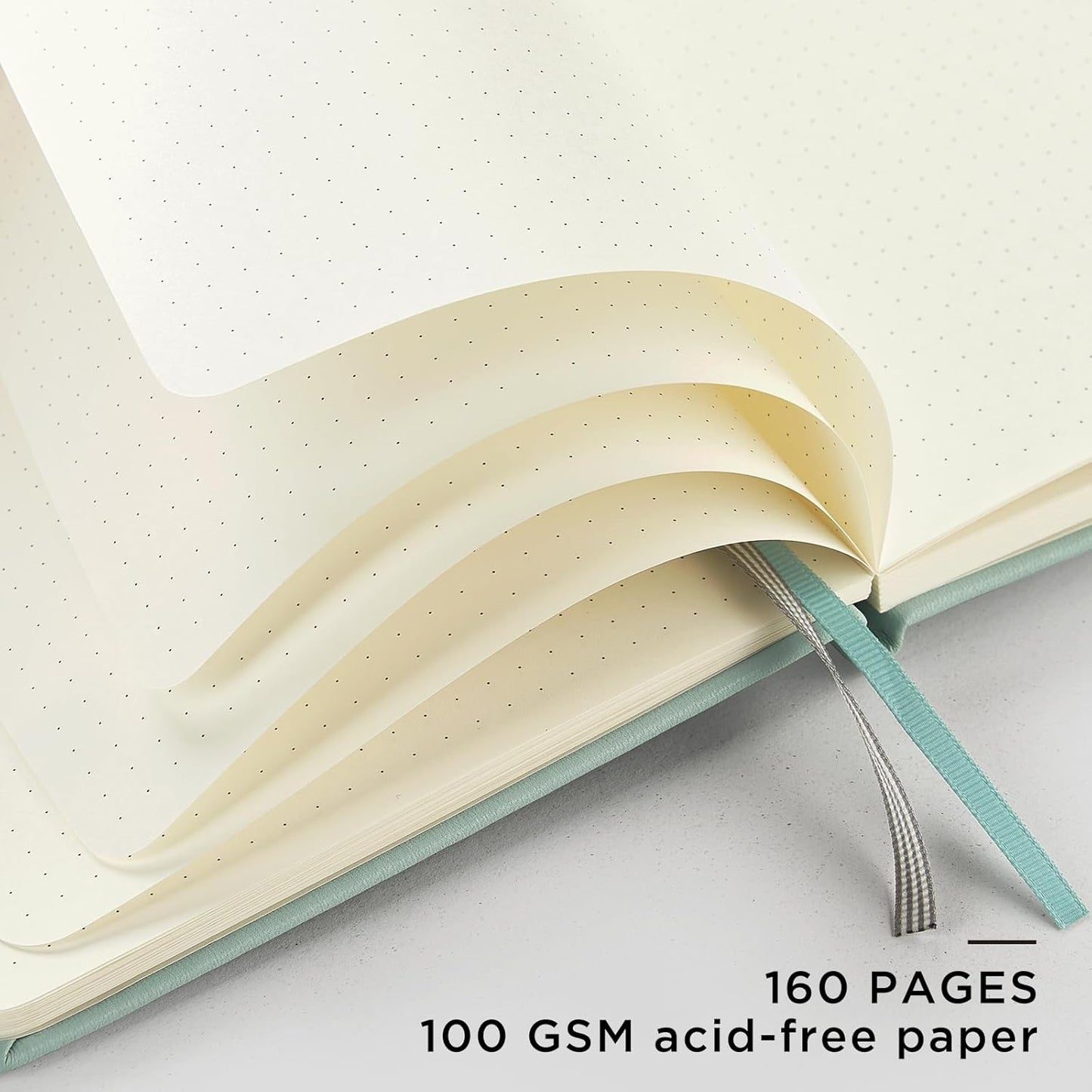 &And Per Se Dotted Journal Notebook, A5 Hardcover Leather Bullet Dotted Journal, 160 Pages 100 gsm Thick Dotted Paper，3 Sheets of Stickers Included - 5.7'' x 8'' (Turquoise)