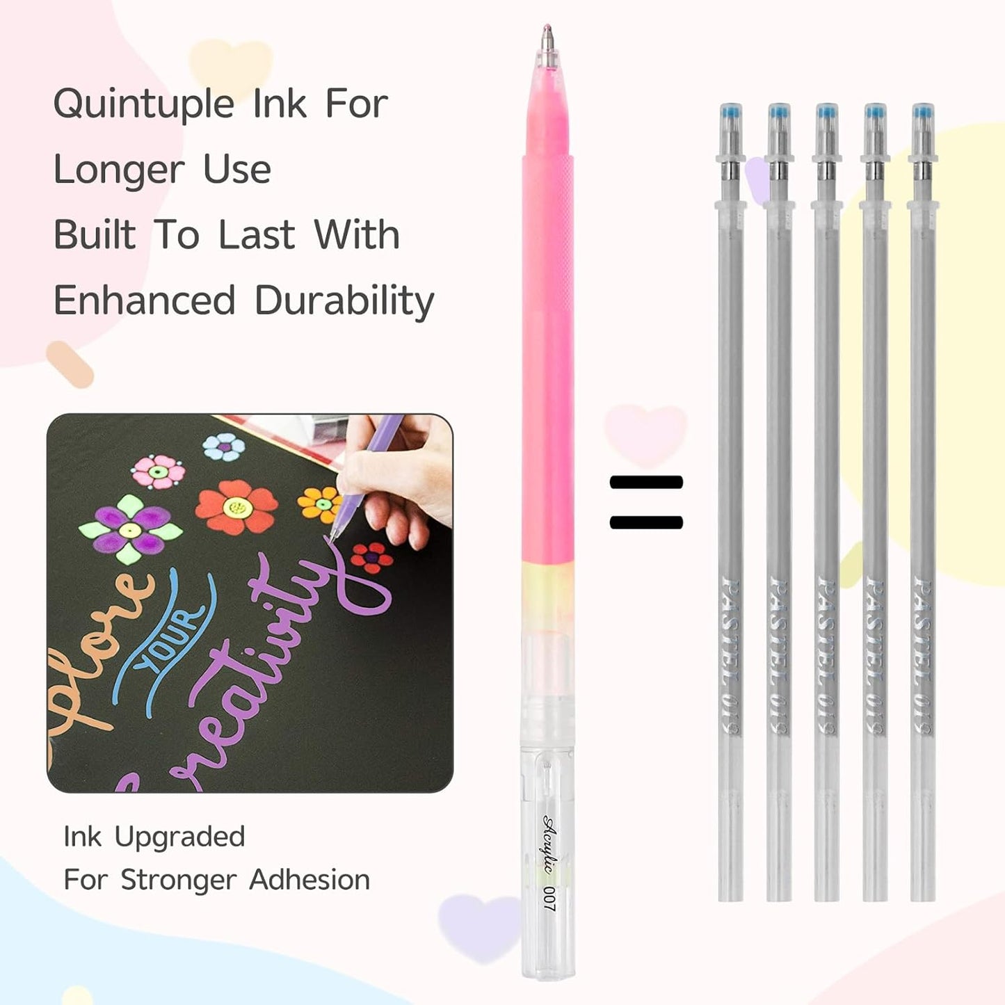 LIUILUCAI 100 Colors Paint Markers,3D Acrylic Gel Pen, Acrylic Paint Pen, 1.0 Fine Tip Muticolor Marker Art Set With Bullet Tip For Black Paper Canvas DIY Crafts, Art, Drawing-1.0 mm