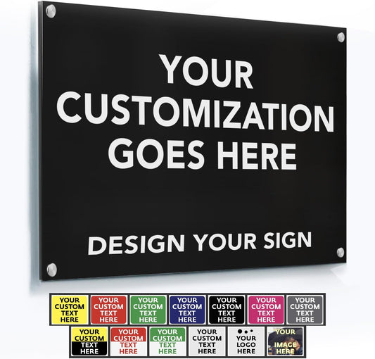 Custom Outdoor Metal & Aluminum Signs, Personalized Business Safety Signs, Waterproof White Aluminum (Black, 24x18 In)
