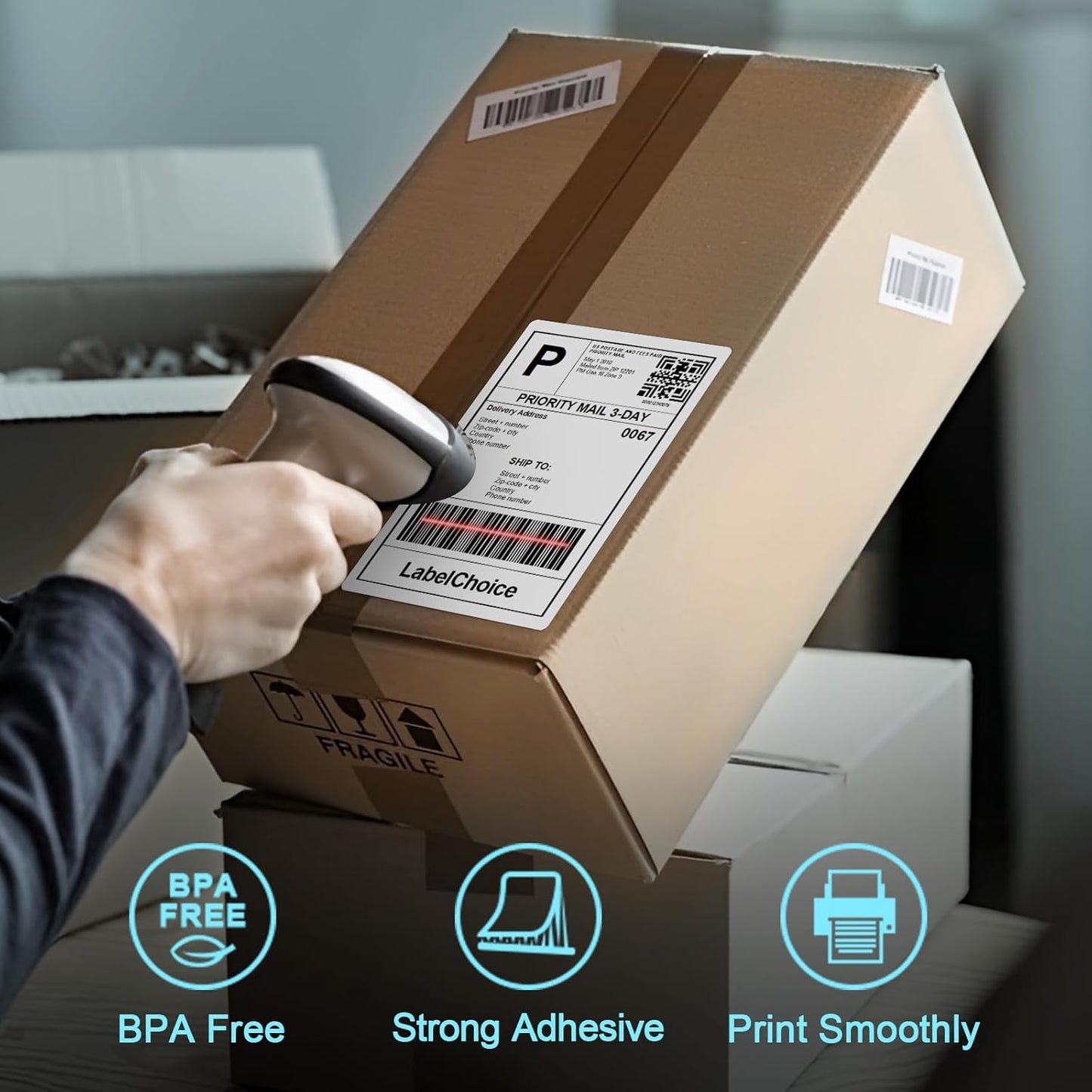 8 Rolls 450 Pcs 4x6 3-Proof Direct Thermal Shipping Labels Compatible with Zebra 2844 Zp-450 Zp-505 Zp-500, LabelChoice 3600 Labels 1" Core Permanent Adhesive Sticker Labels for Rollo, MUNBYN Printer