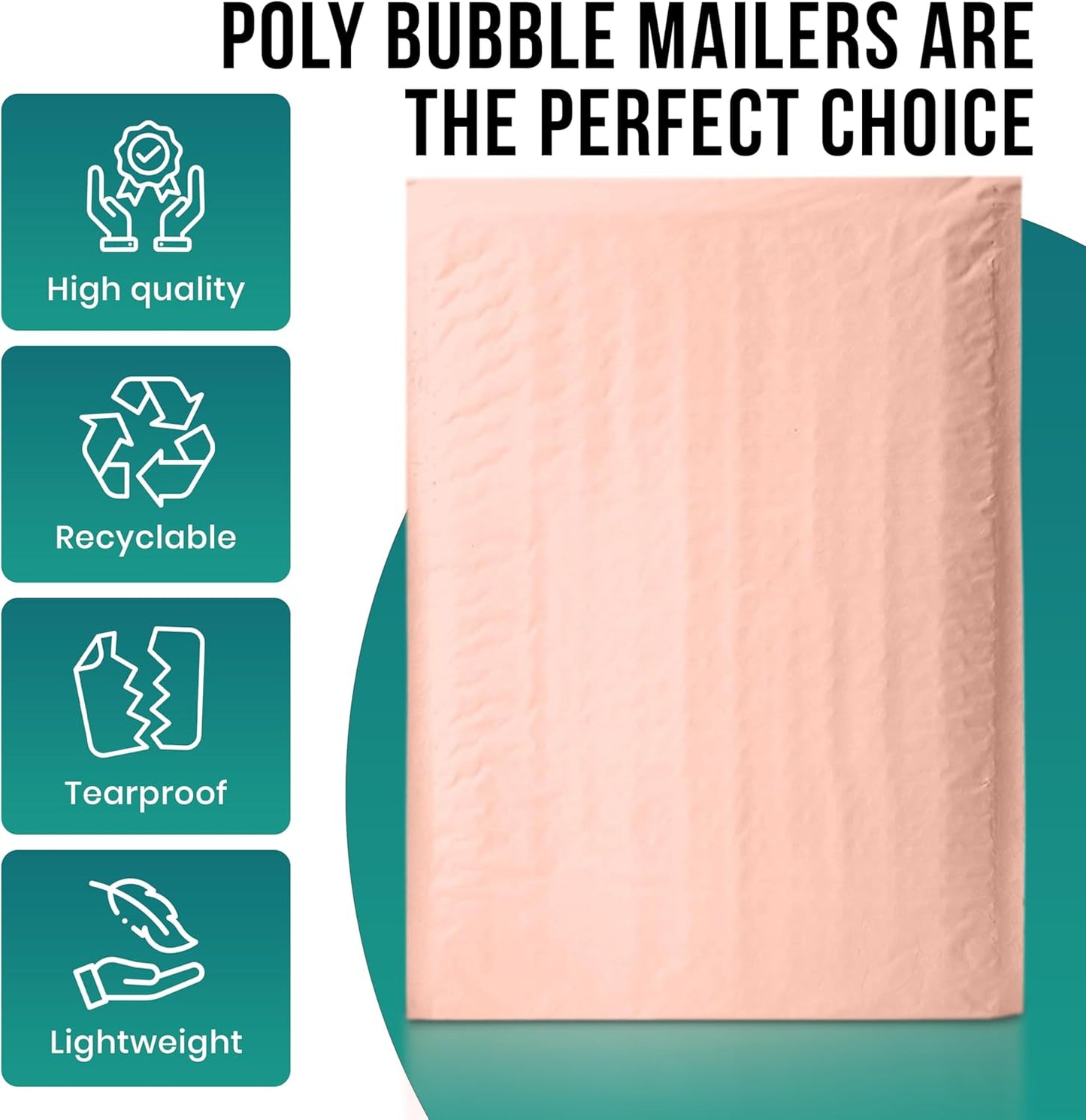 Levex - #000 4" x 8" [10 Pack] Light Pink Poly Bubble Mailers, Padded Envelope Mailers, Packing Envelope & Mailing Bags for Shipping