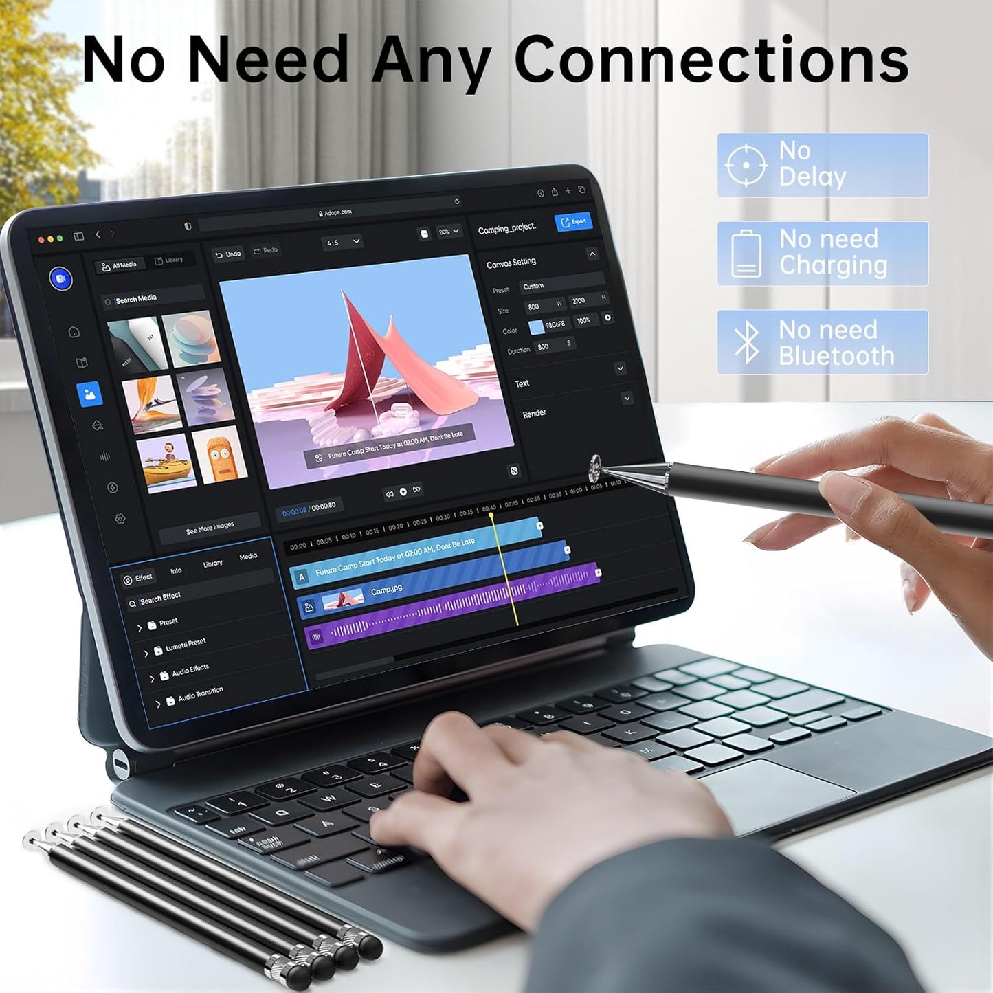 Bopomofo Stylus (5 Pcs),2-in-1 Stylus Pen for Touchscreen, High Precision and Sensitivity, Suitable for iPhone/ipad/Android Tablets, Compatible with Touch Screens,Black