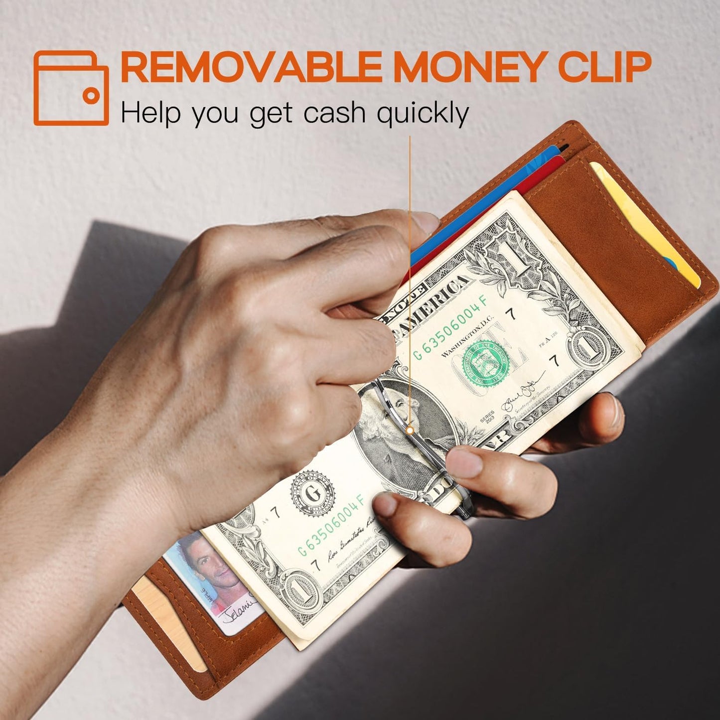 Slim Wallet for Men Genuine Leather RFID Blocking Bifold Minimalist Front Pocket Mens Wallet with Money Clip Thin Gift Box