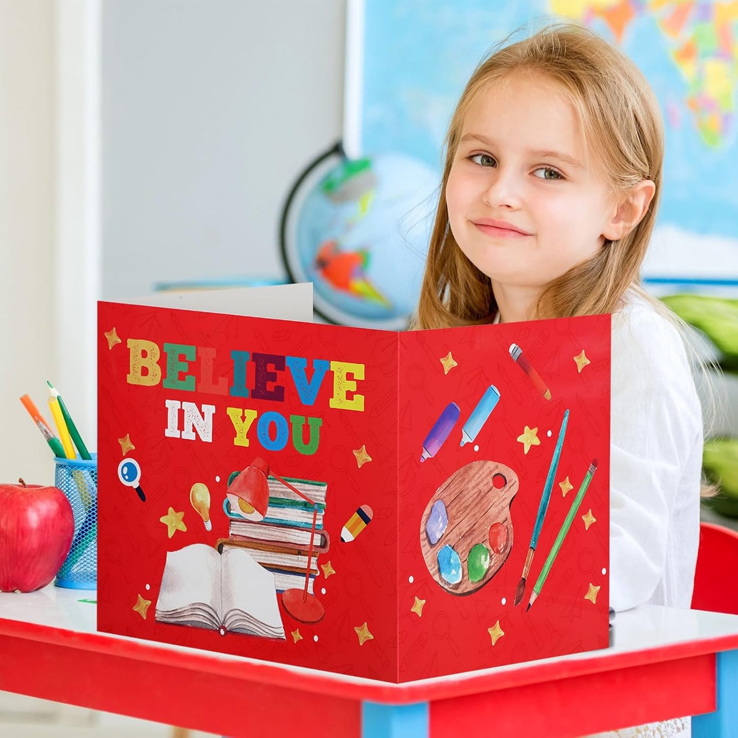 Crtiin 24 Pcs Privacy Folders for Students Desk Dividers Standard School Privacy Cardboard Board Testing Dividers Shield for Classroom Teacher Supplies Keep Eyes from roving(Encourage)