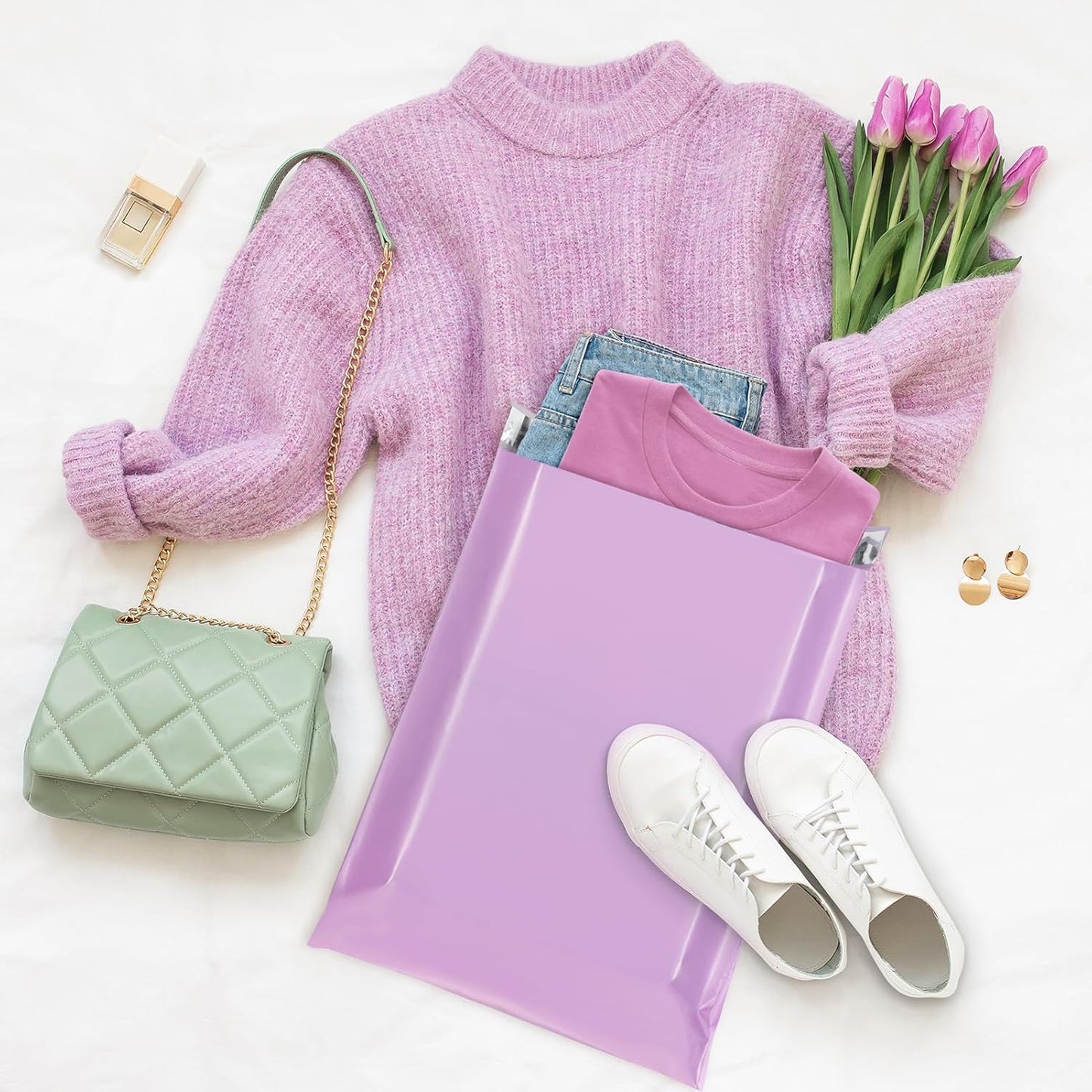 Fuxury Poly Mailers 12x15.5 Inch 1000 Pack, Bulk Shipping Bags for Clothing, Strong Adhesive Shipping Envelopes for Small Business Suppliers,Waterproof Mailers Poly Bags Mailing Envelopes Light Purple