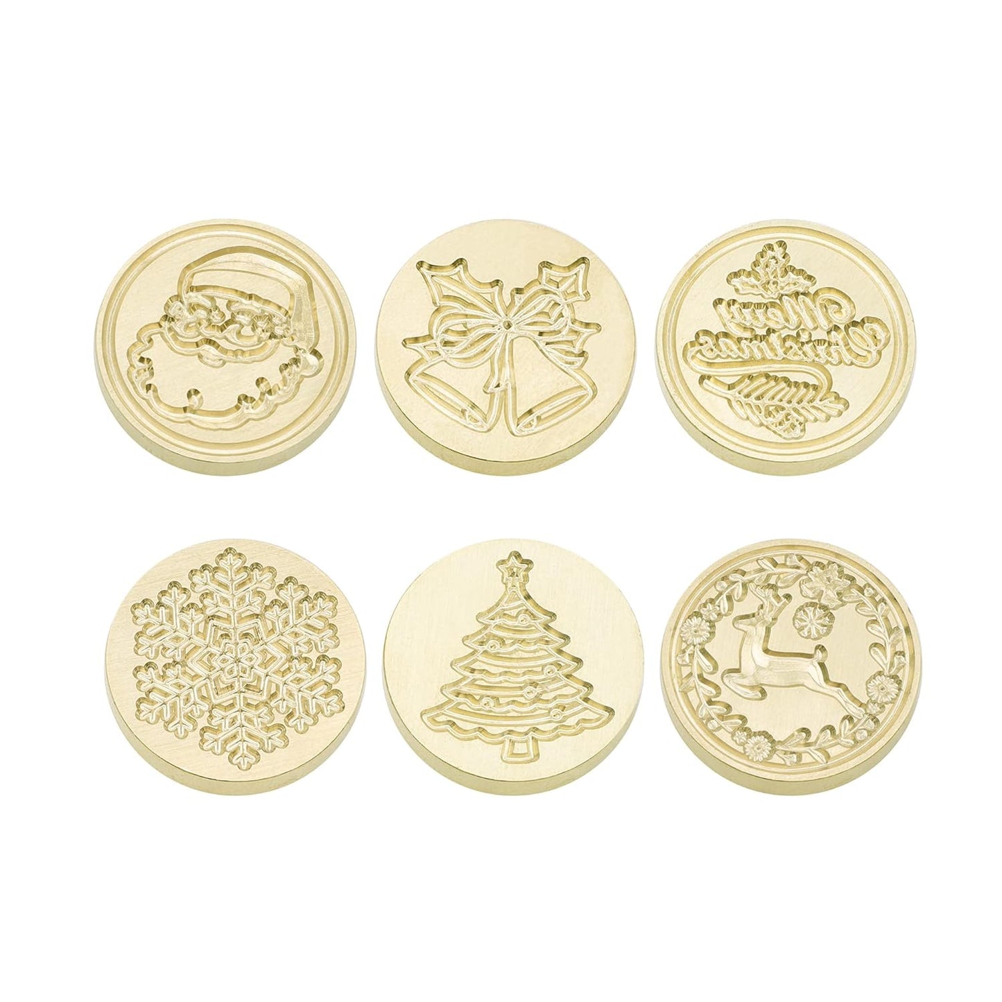 SWANGSA Wax Seal Stamp Set, Vintage 6 Pieces Christmas Sealing Wax Stamp Heads with 1 Wooden Handle for Christmas Gifts Party Invitations Cards (Christmas Set)