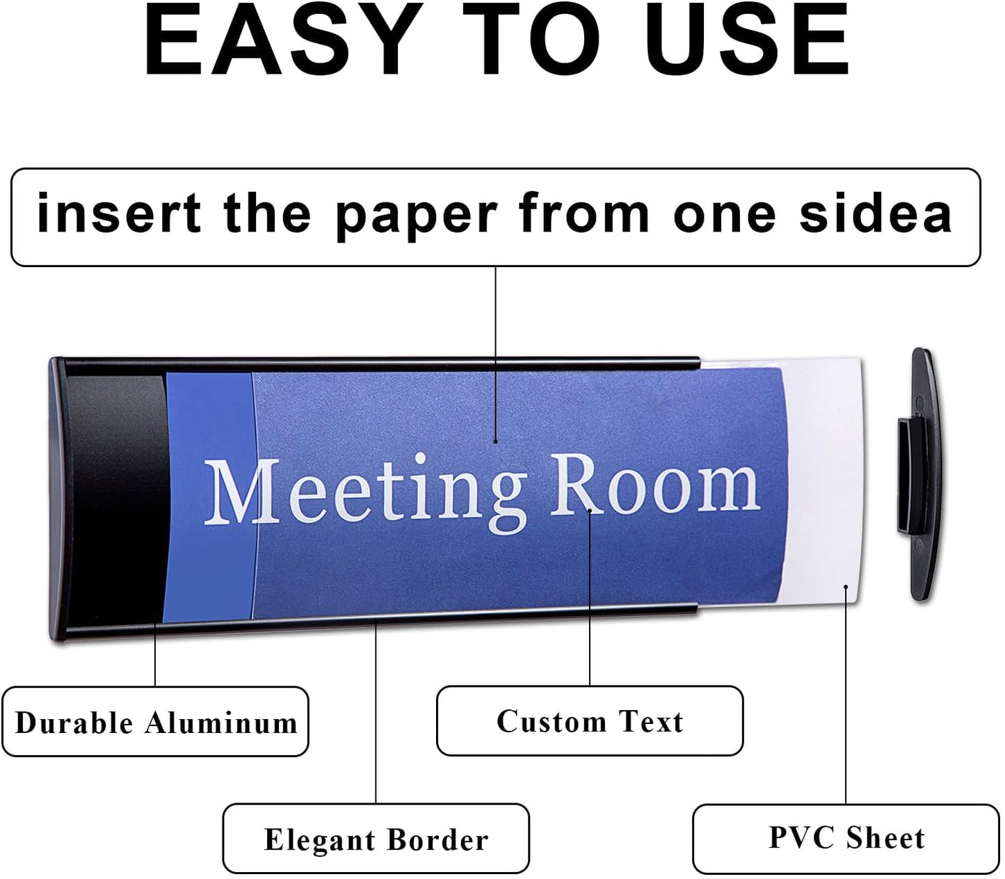 Set of 5 - Nameplate Holder for Wall Mount, 2.36'' x 10'' Curved Office Business Door Sign Holder-Black