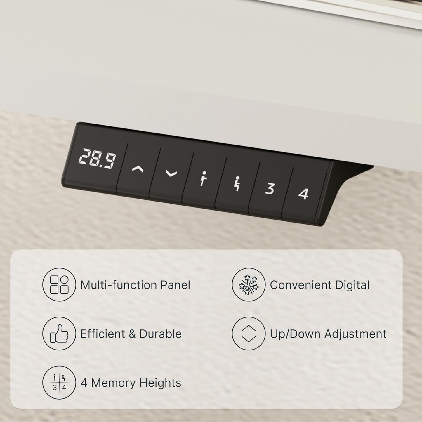 FLEXISPOT EN1 Whole-Piece White Standing Desk 48 x 24 Inches Electric Stand Up Height Adjustable Desk for Home Office (White Frame + White Top)