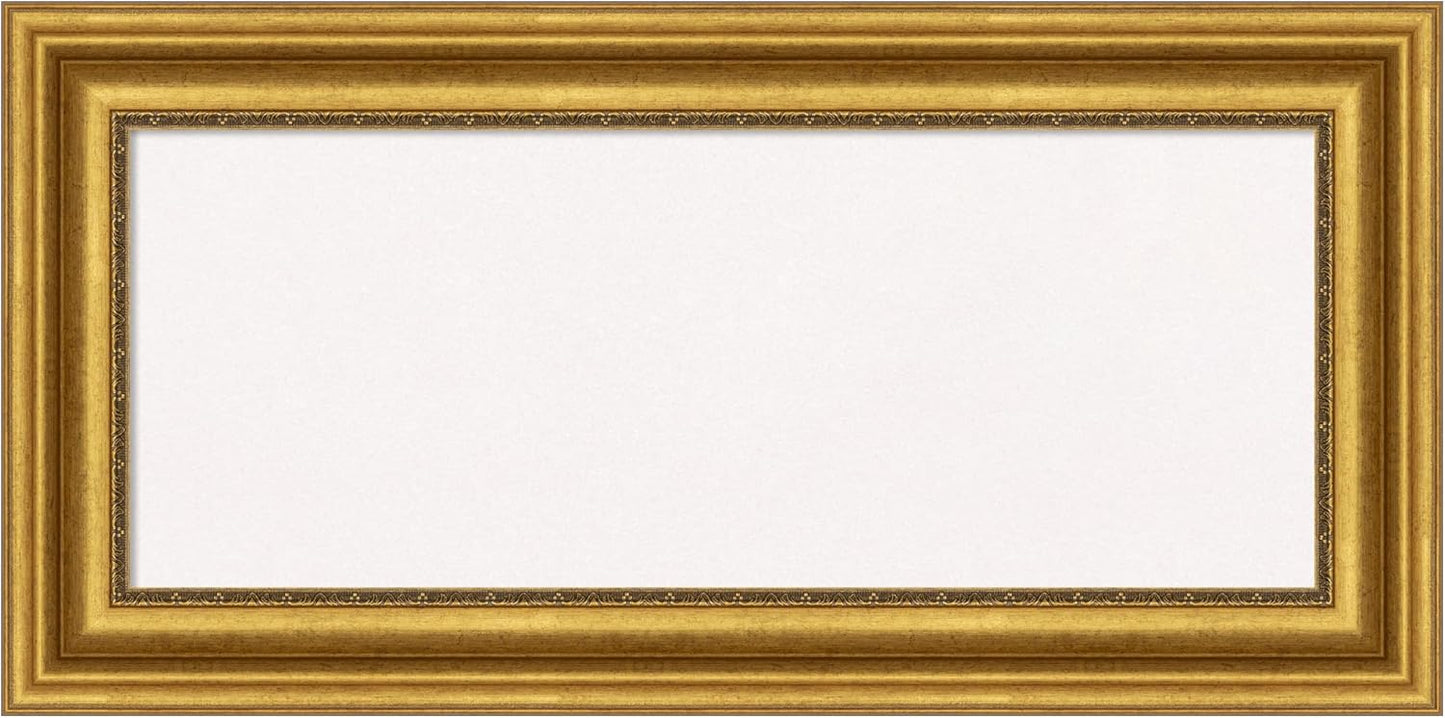 Amanti Art White Cork Board for Wall, 18x36 Vision Board with Gold Frame, Medium Corkboard Office Decor for Home Organization, Traditional Corkboard Pinboard to Display Items for Home Organization in