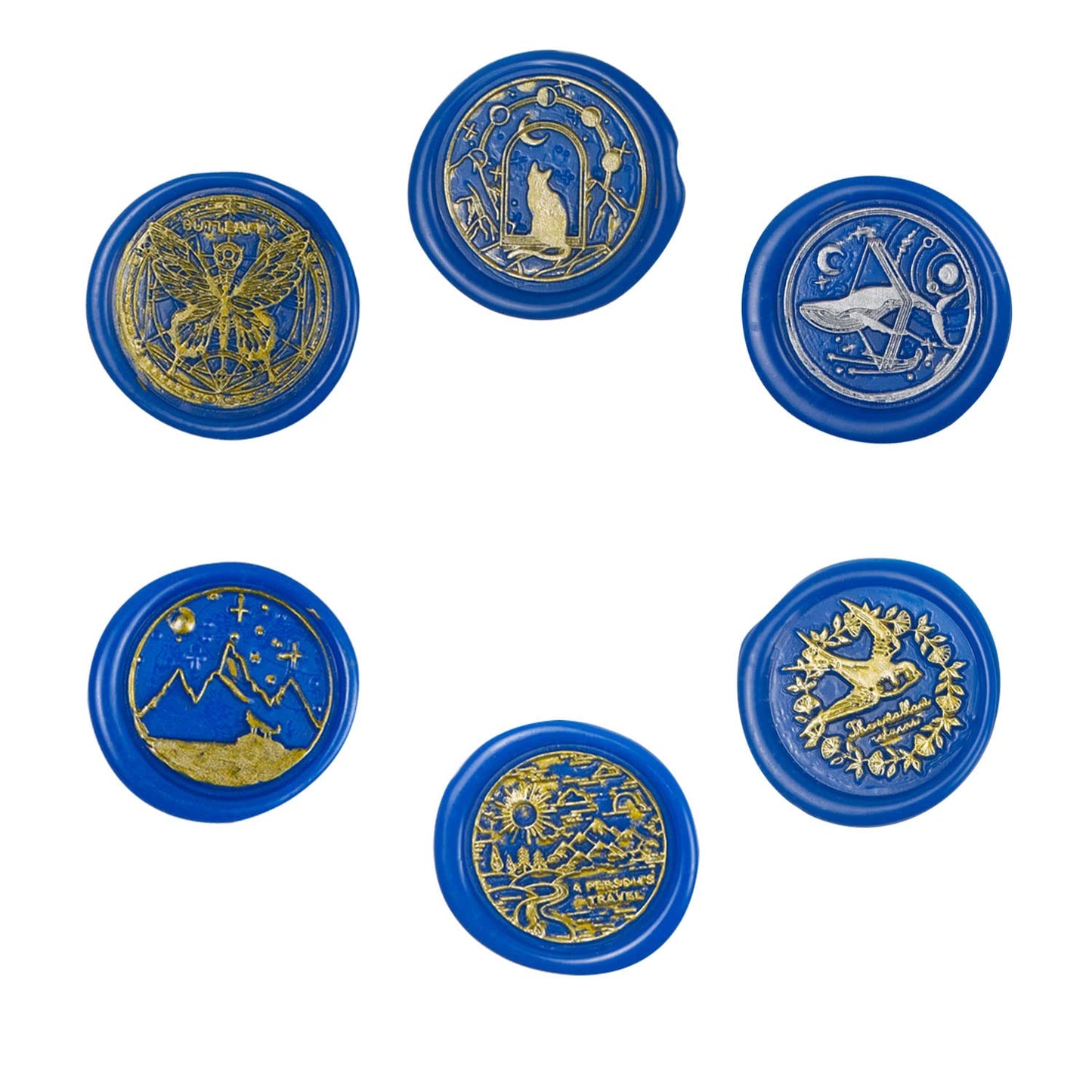 Animal Wax Seal Stamp Set with 6 PCS Removable Brass Heads and 1 Wooden Handle - Cat, Whale, Butterfly, Swallow Sealing Wax Stamp for Cards & Invitations