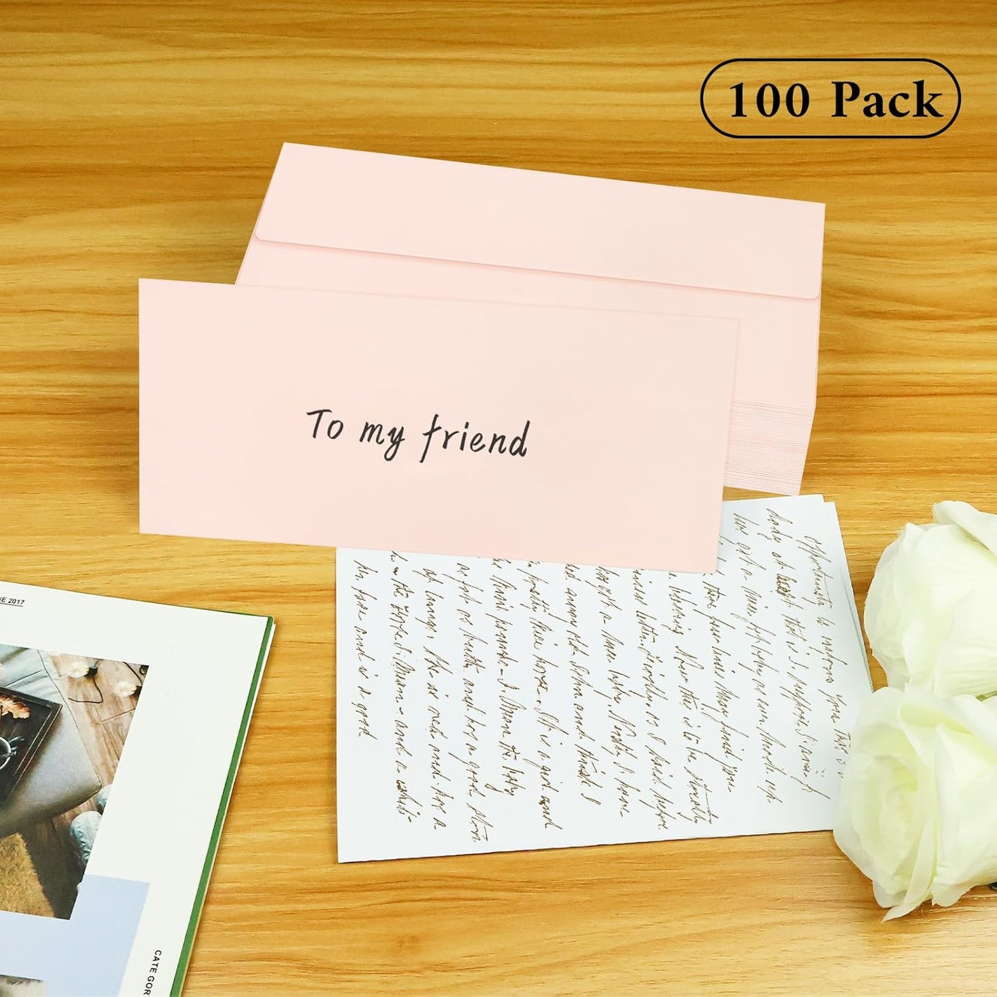 100 Pack #10 Business Envelopes, Blush Pink Standard Envelopes Self Seal, Letter Size Business Mailing Envelopes for Checks Invoices Statements Birthday Graduation Wedding, 4 1/8 x 9 1/2 Inch