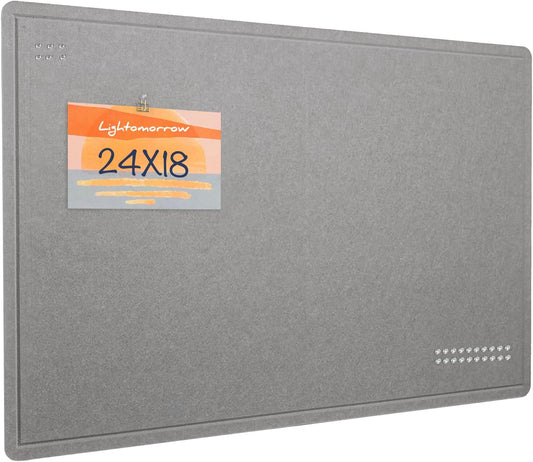 Bulletin Board, 24 x 18 inches Felt Board Decorative Pin Board, Cork Board Alternative for Wall, Foldable Photo Board Self-Adhesive Vision Board Mood Board with 20 Pushpins - Gray