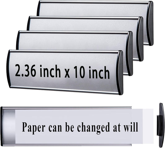 Set of 5 - Nameplate Holder for Wall Mount, 2.36'' x 10'' Curved Office Business Door Sign Holder-Silver