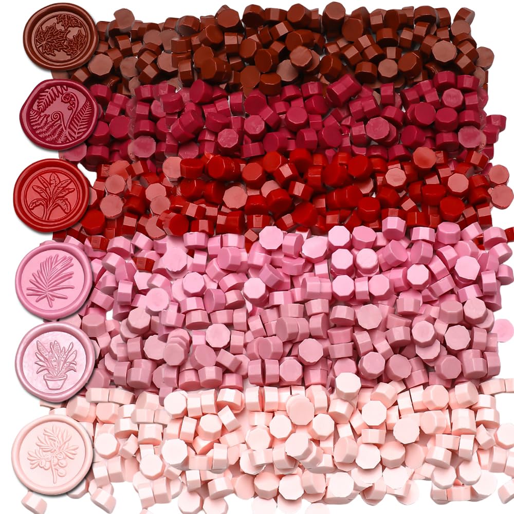 600pcs Red Wax Seal Beads,6 Assorted Color Sealing Beads Ideal for Wax Seal Stamp Wedding Letter Envelope Decor Wine Bottle Decoration (Red Series)
