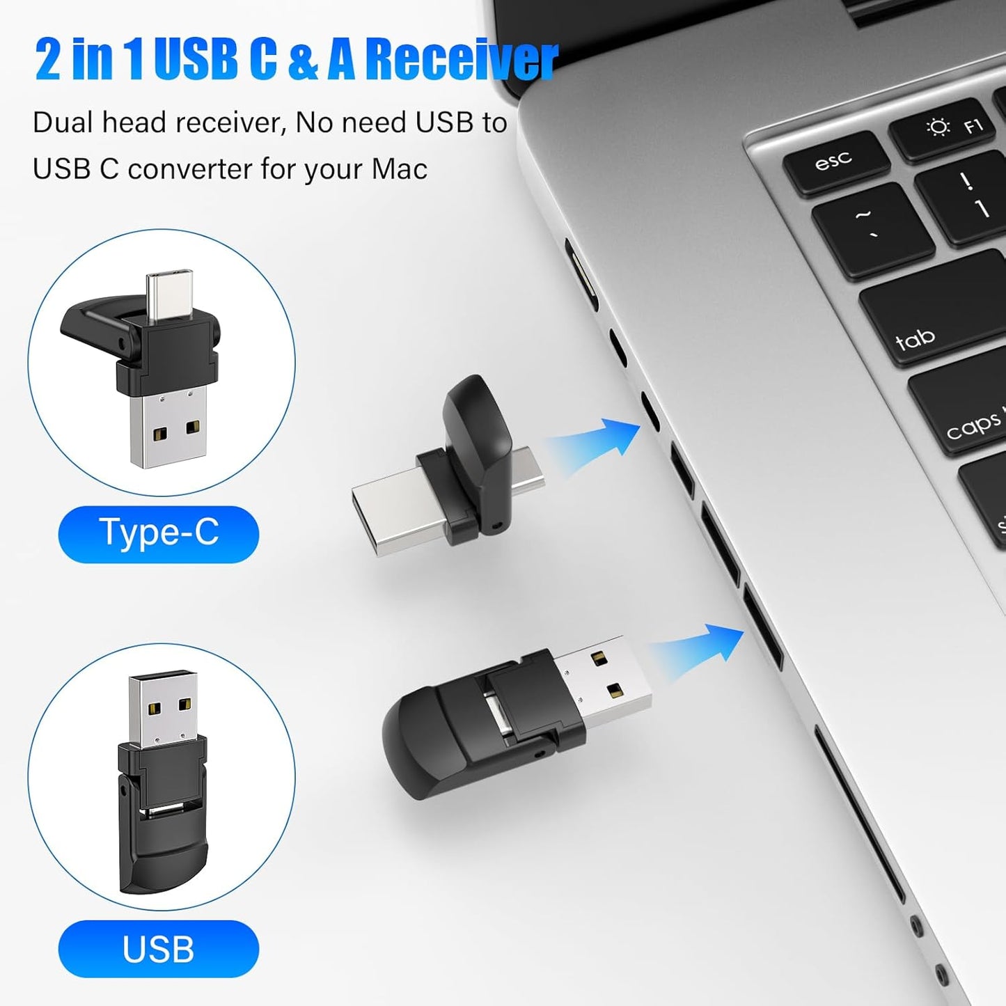 Presentation Clicker Wireless Presenter Remote Clicker, USB C PowerPoint Clicker for Presentation with Laser Pointer, RF 2.4GHz Computer Pointer Clicker Slide Advancer for Google Slides,Mac,Laptop