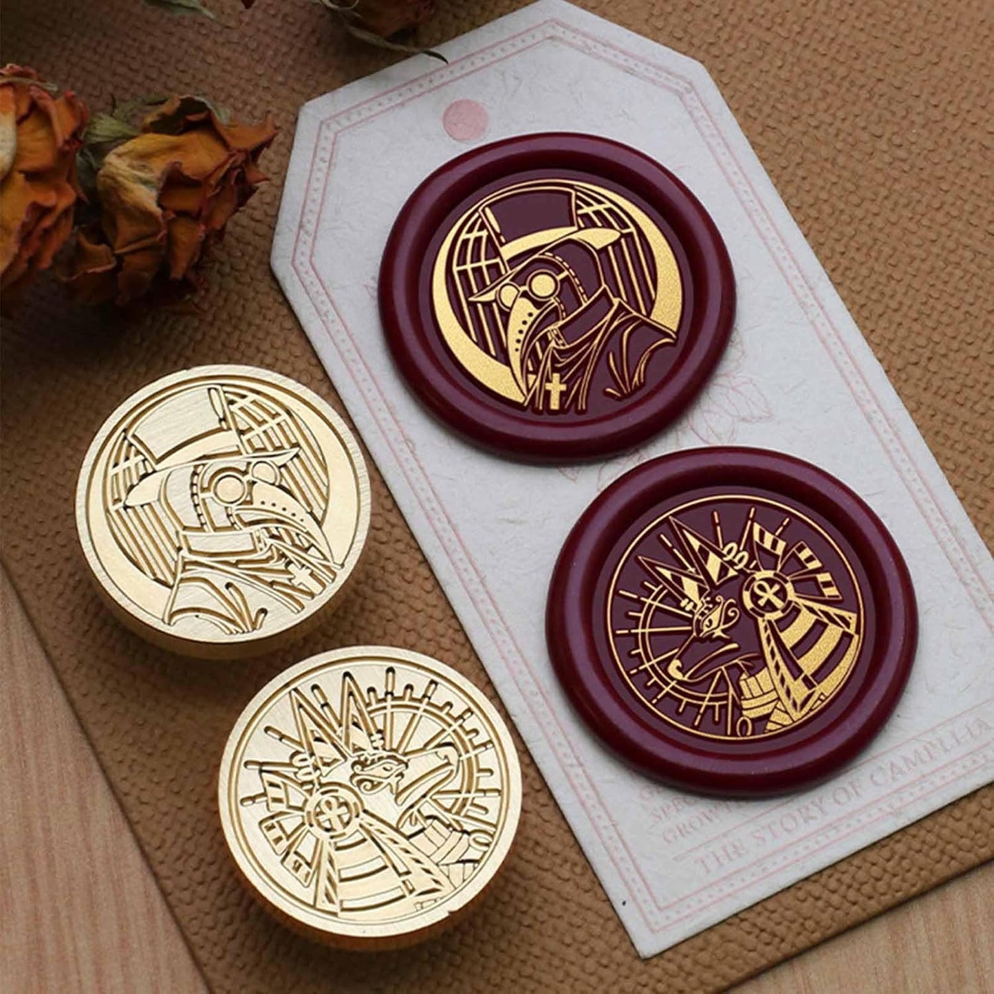 Brass Anubis Wax Seal Stamp - Ancient Egyptian Mythical, Removable, DIY & Scrapbooks