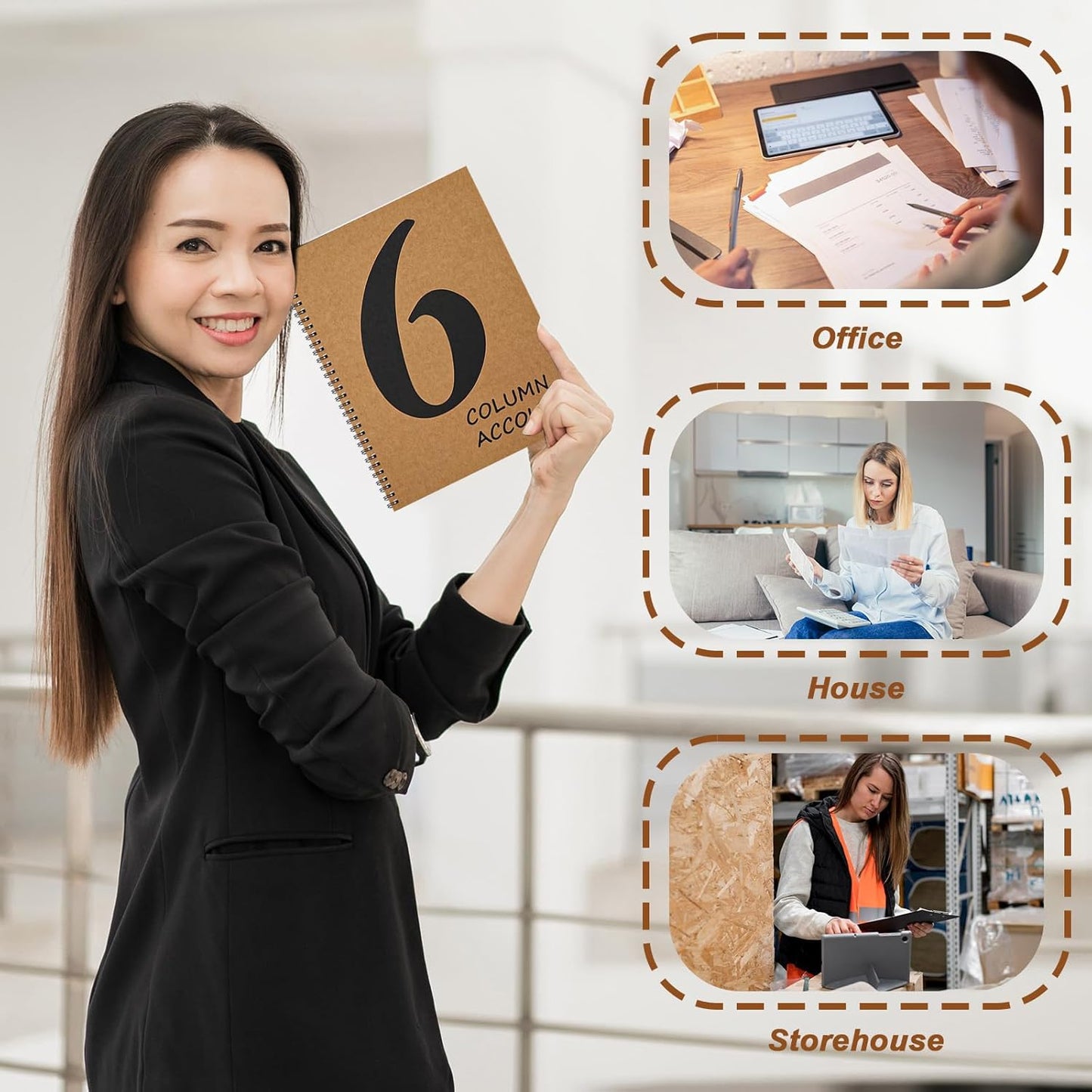 6 Column Ledger Book Columnar Pad Analysis Pad 6 Columns Accounting Logbook Columnar Pad Notebook Ledger Book Spiral 80g 100 Pages 8.5X11 Inch Accounting Notebook for Small Business Personal Use