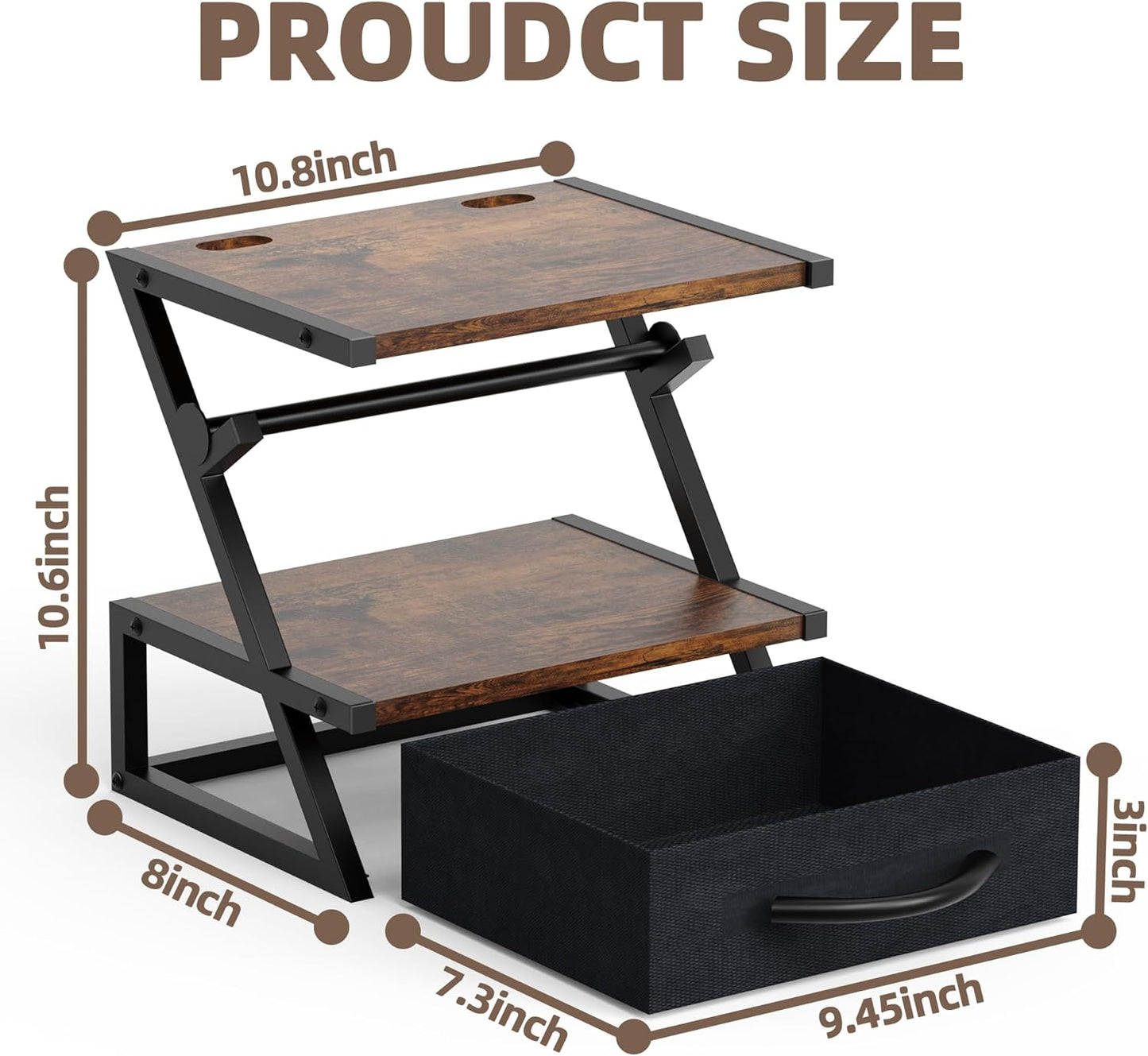 Label Holder for Rolls and Fan-Fold Labels, Shipping Thermal Label Holder with Drawer, Sticker Roll Holder for Desktop Thermal Printer, Label Printer Accessory Supplies for Office, Home,Small Business